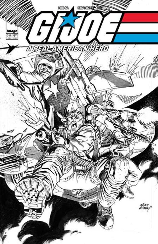 GI Joe Un verdadero héroe estadounidense n.° 314 Portada B Andy Kubert Variante en blanco y negro