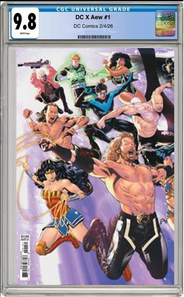 DC x AEW #1 – CGC Graded 9.8 Cover E Foil Wraparound - Dad's Comic