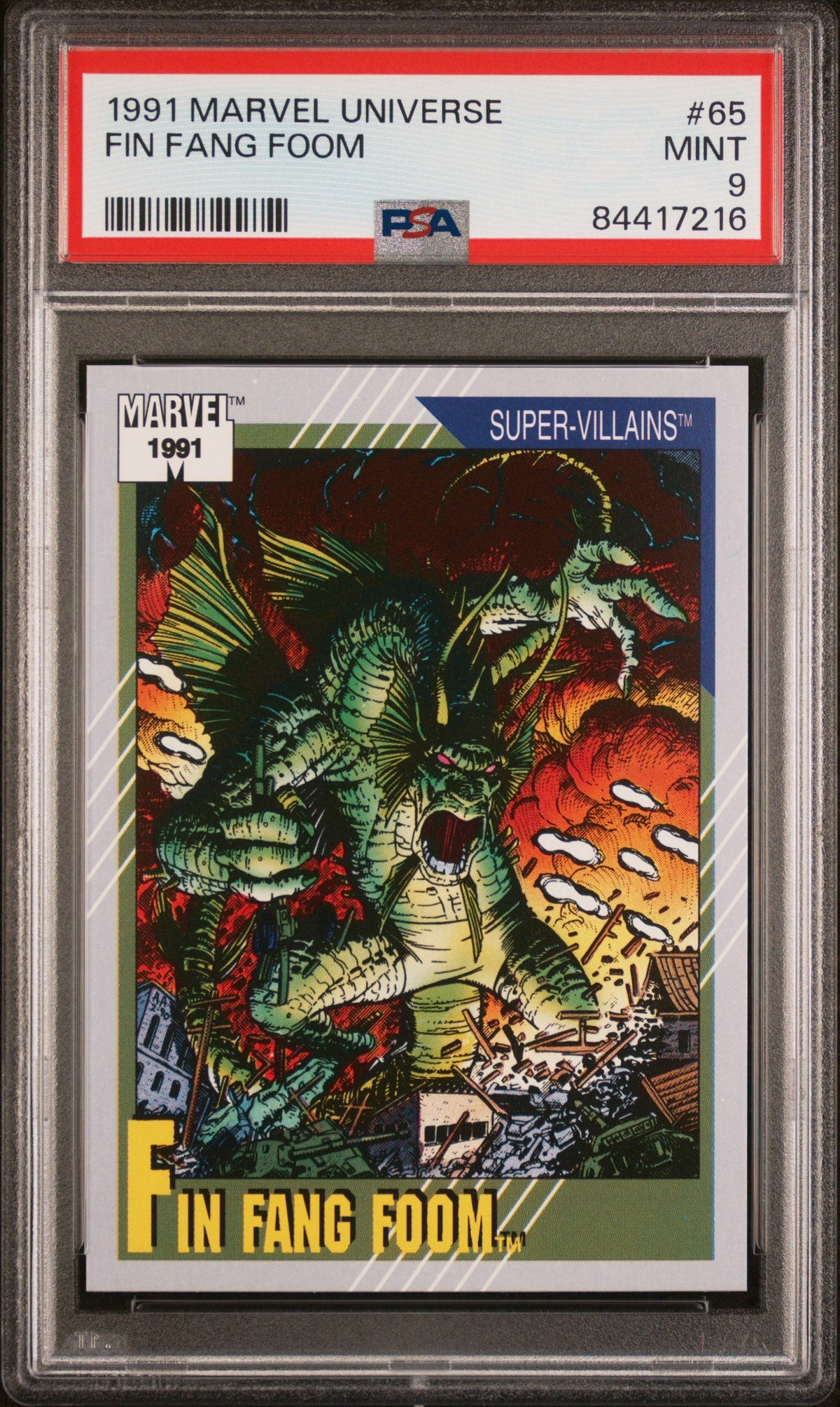 1991 MARVEL UNIVERSE FIN FANG FOOM  #65 - PSA 9