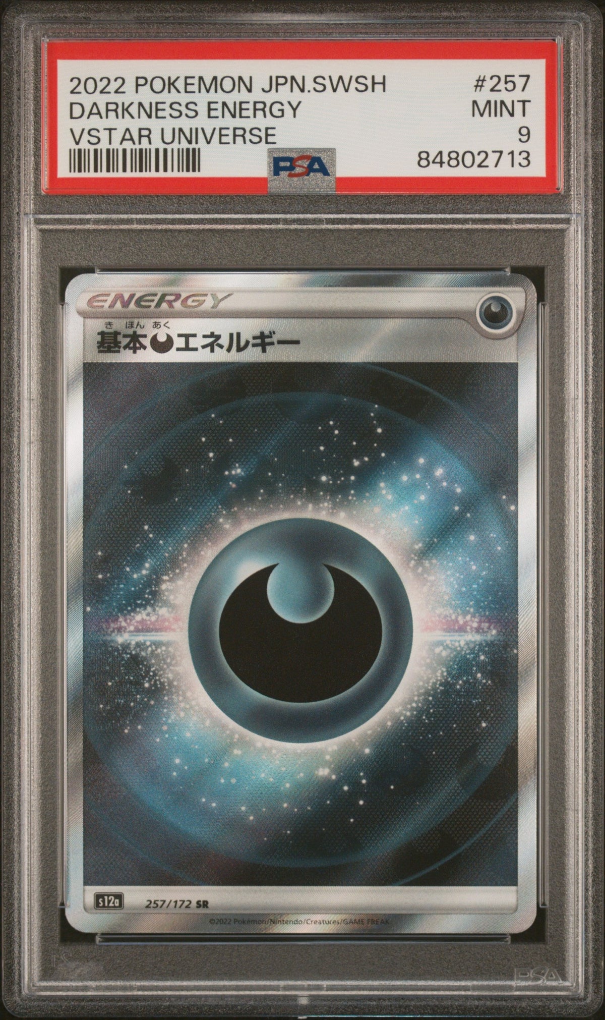 2022 POKEMON JAPANESE SWORD &amp; SHIELD VSTAR UNIVERSE DARKNESS ENERGY #257 PSA 9