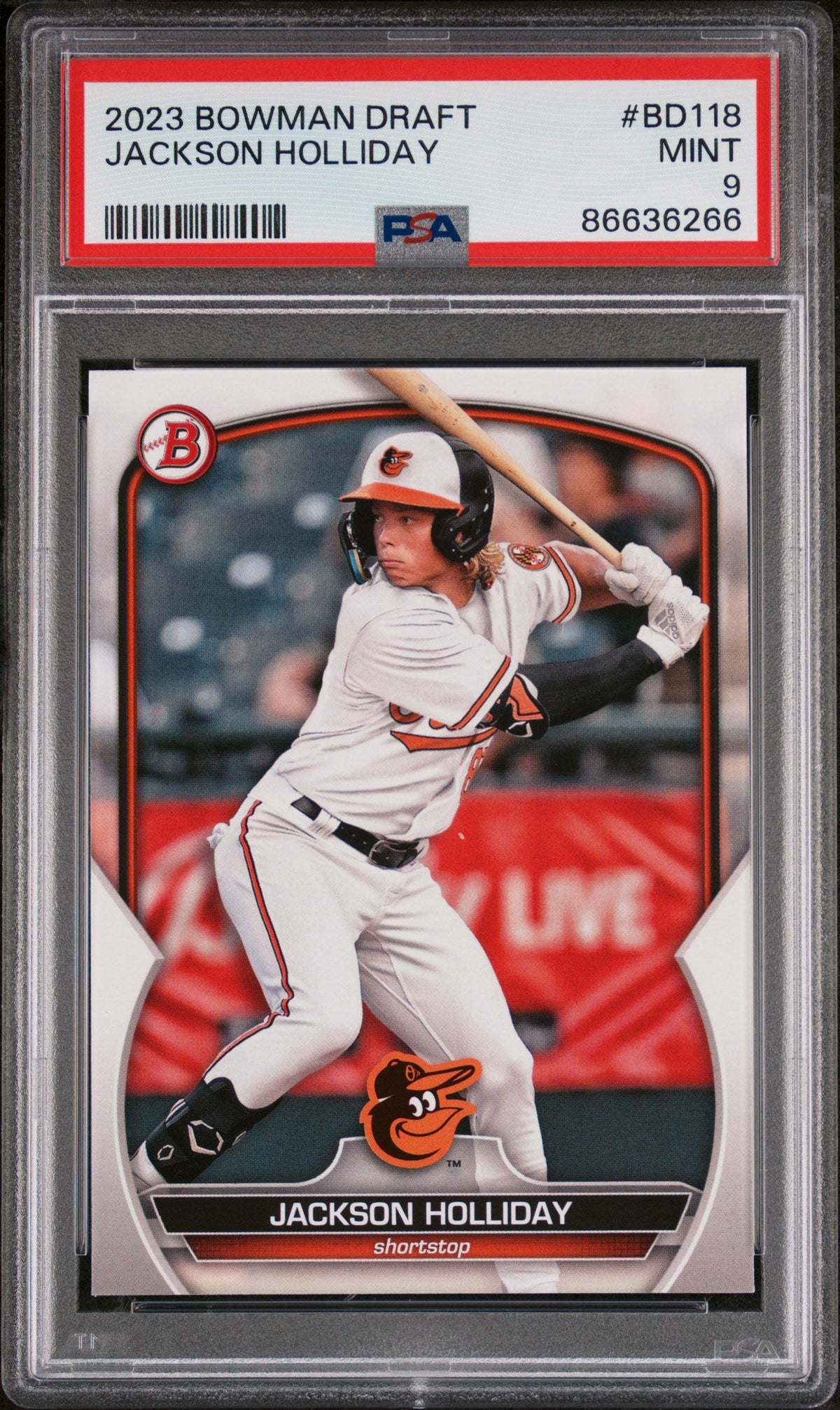 2023 BOWMAN DRAFT JACKSON HOLLIDAY  #BD118 - PSA 9 ROOKIE CARD