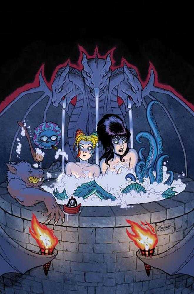 Harley Quinn X Elvira #4 Cover F Amanda Conner Hot Tub Metal Full Art Variant