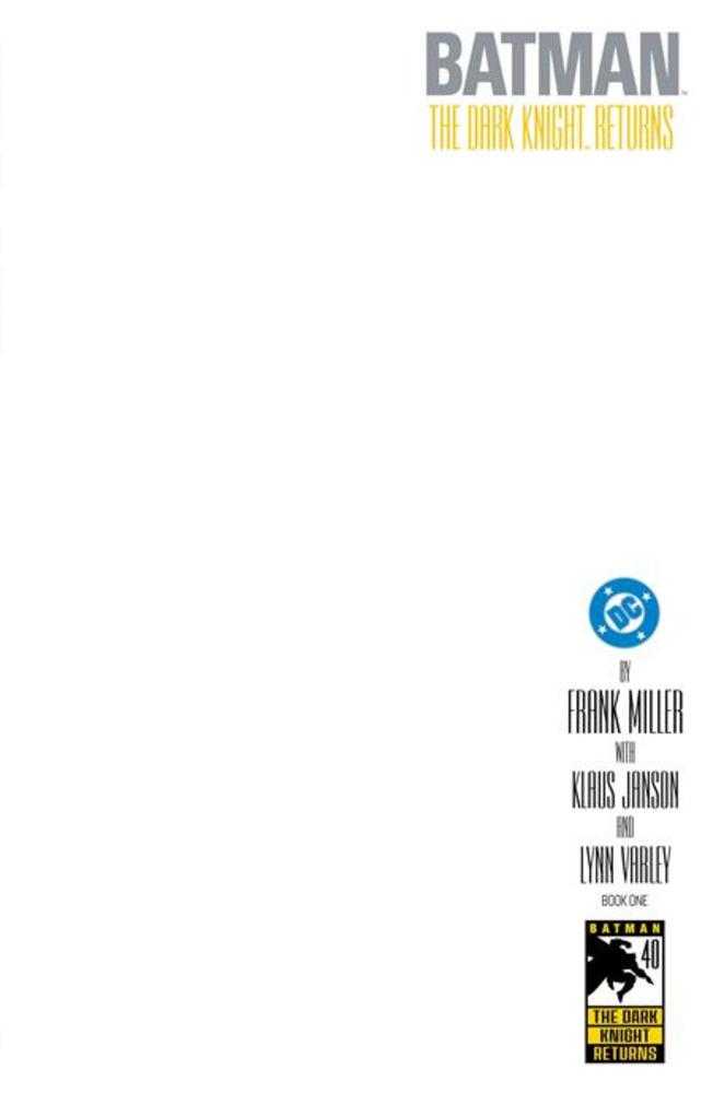 Batman The Dark Knight Returns #1 (Of 4) Facsimile Edition Cover E Blank Card Stock Variant