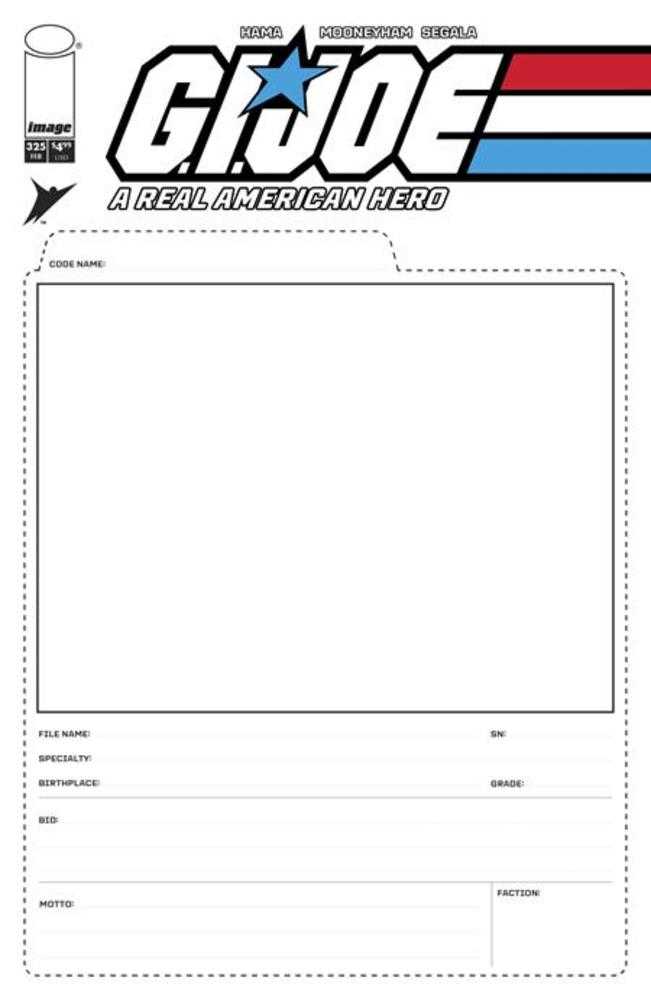 G.I. Joe A Real American Hero #325 Cover F Blank Sketch File Card Variant