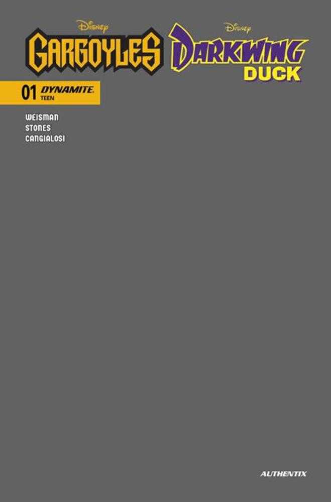 Gargoyles Darkwing Duck #1 Cover N Gargoyle Grey Blank Authentix Foc Bonus Variant