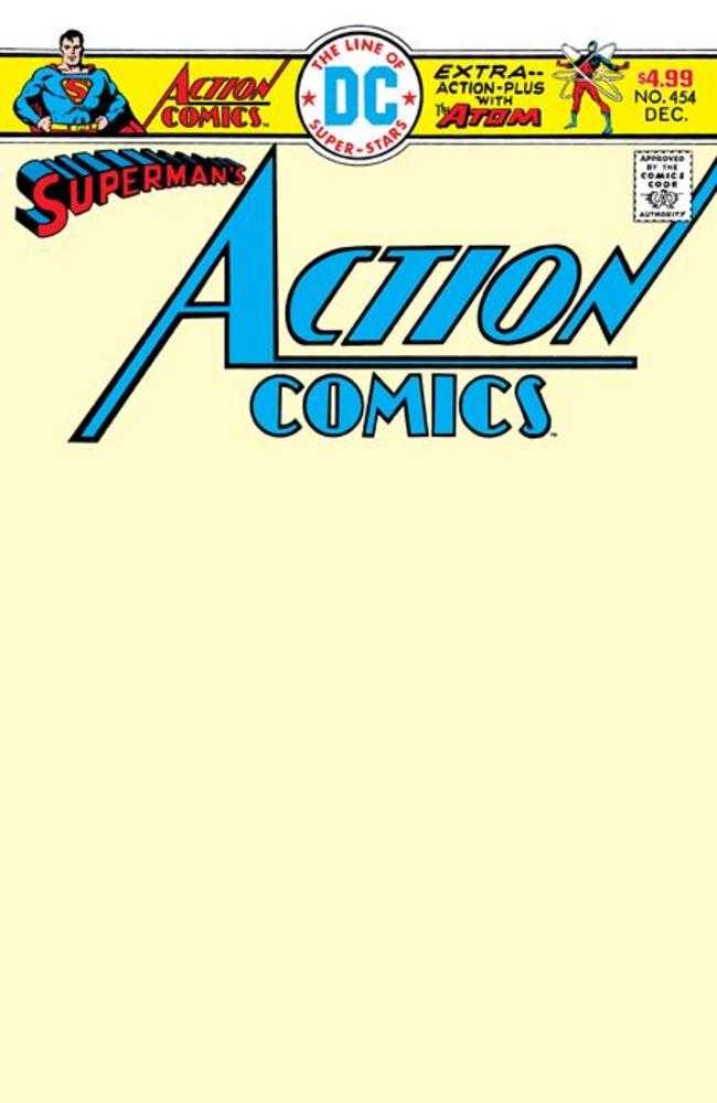 Action Comics #454 Edición Facsímil Portada B Variante de Cartulina en Blanco