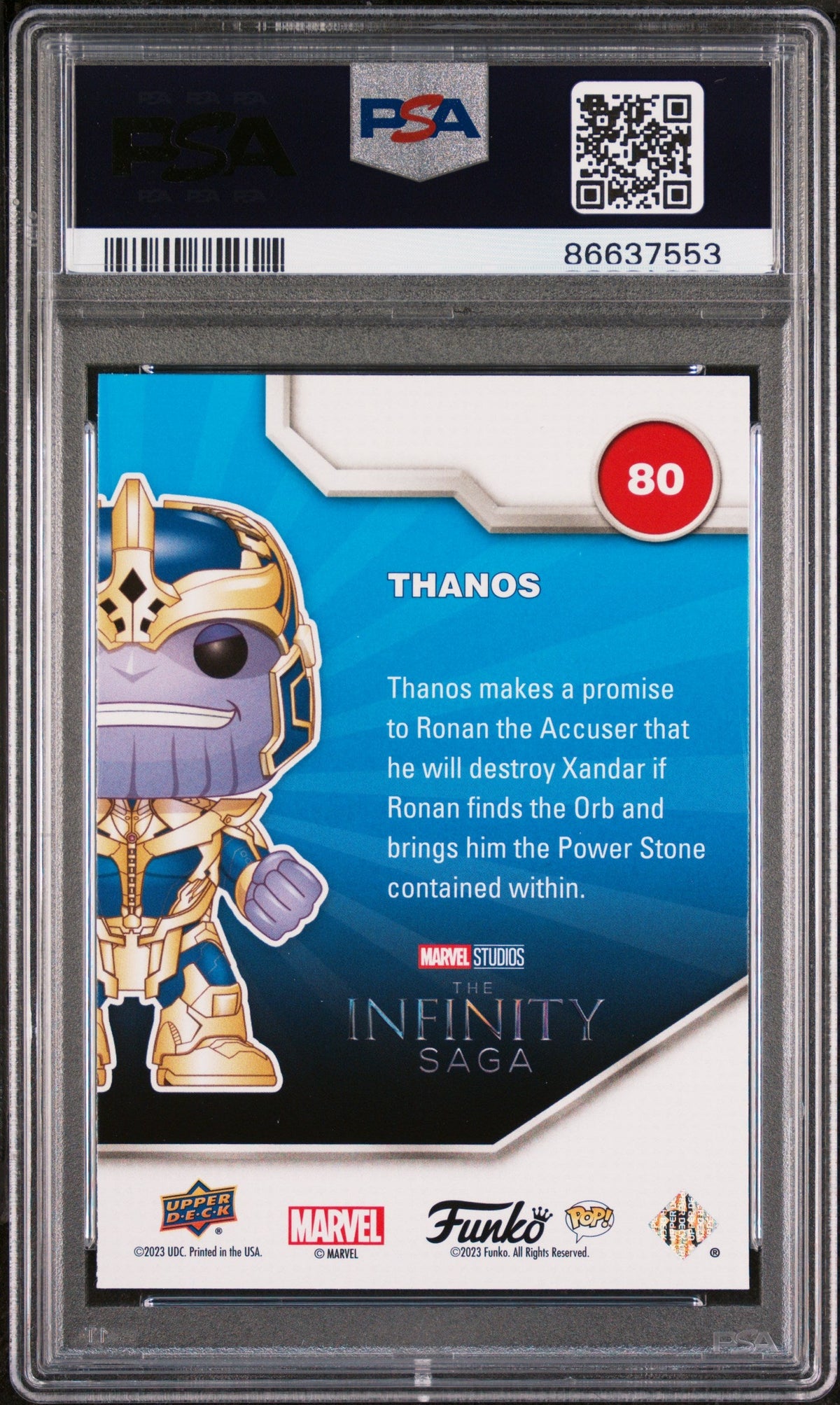 2023 UPPER DECK FUNKO POP MARVEL  THANOS PLATINUM #80  PSA 10