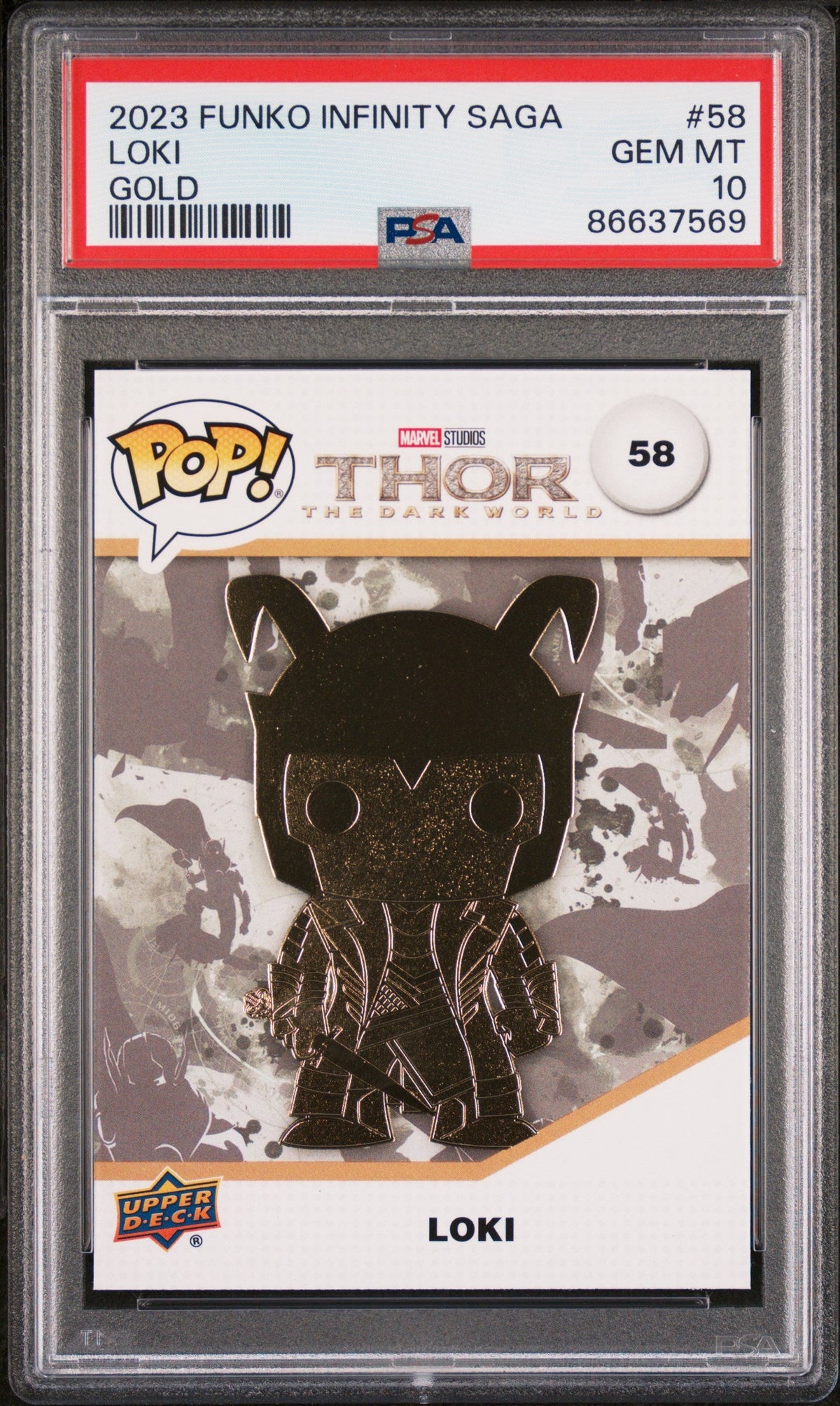2023 UPPER DECK FUNKO POP MARVEL  LOKI GOLD #58  PSA 10