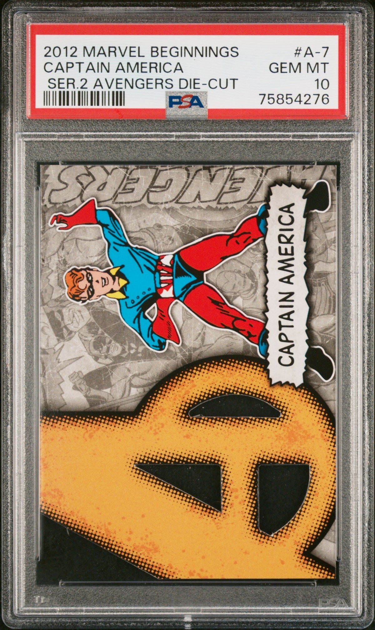 2012 MARVEL BEGINNINGS SERIES 2 AVENGERS DIE-CUT CAPTAIN AMERICA #A-7 - PSA 10