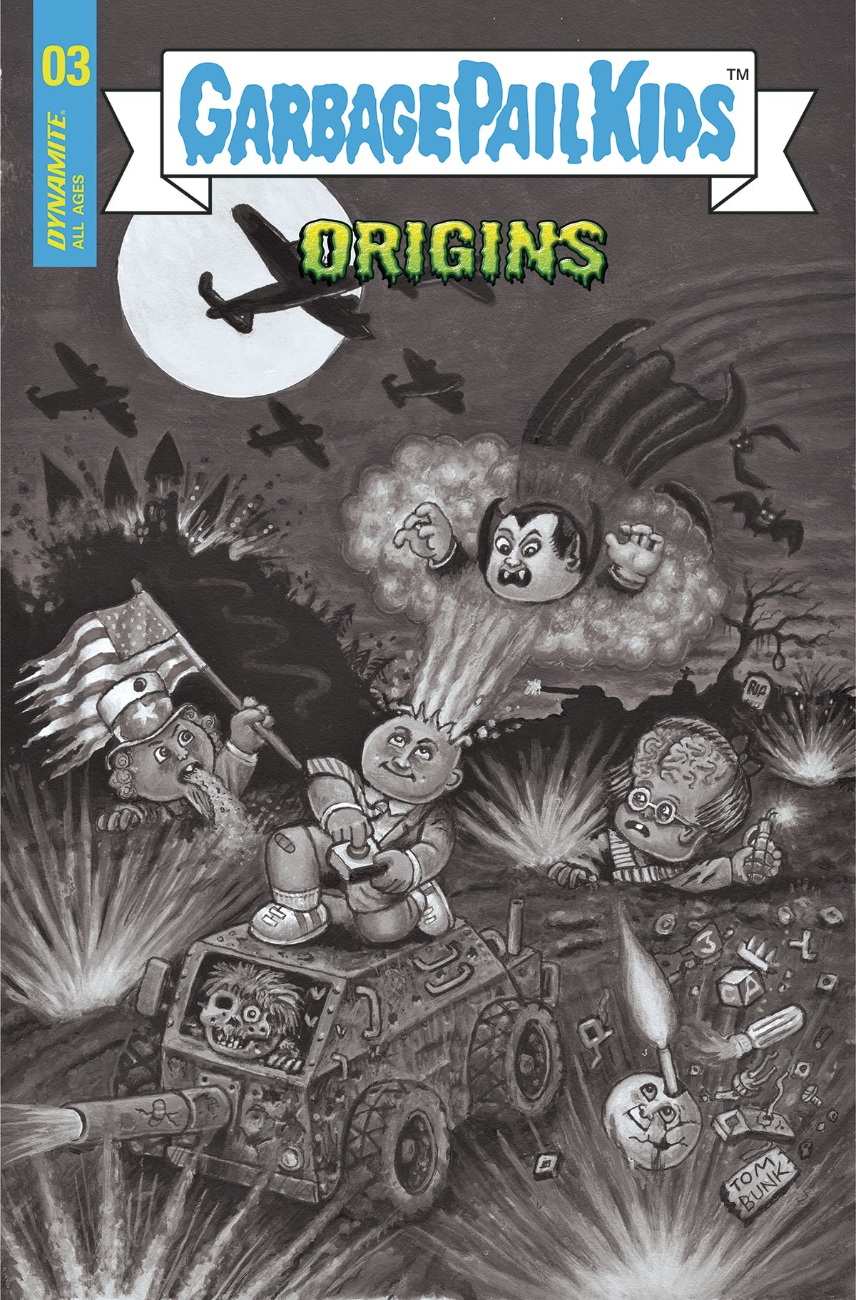 Garbage Pail Kids Origins #3 G 1:20 Tom Bunk B&amp;W (12/14/2022) Dynamite