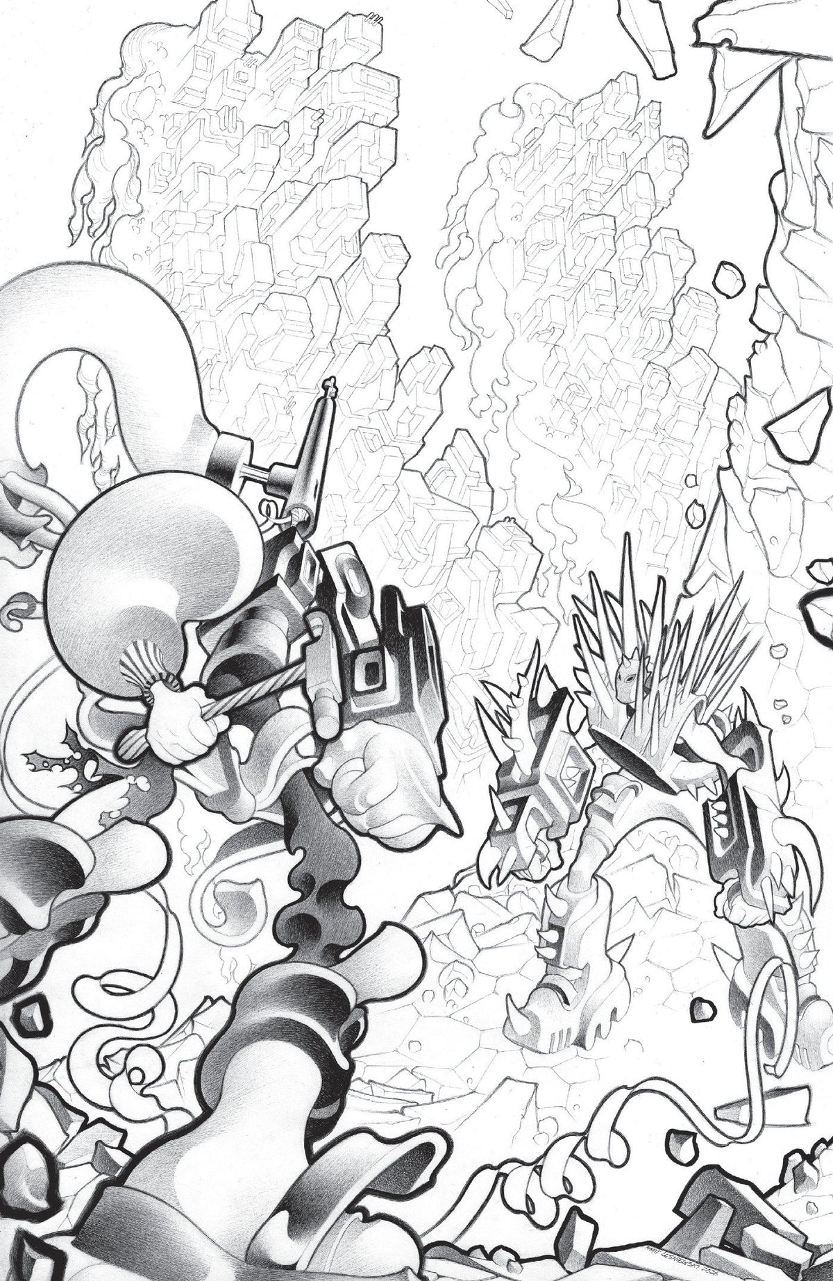 Faceless And The Family Maze Of The Mechanical Aliens #2 Cover C 1 in 10 Matt Lesniewski Black & White Variant