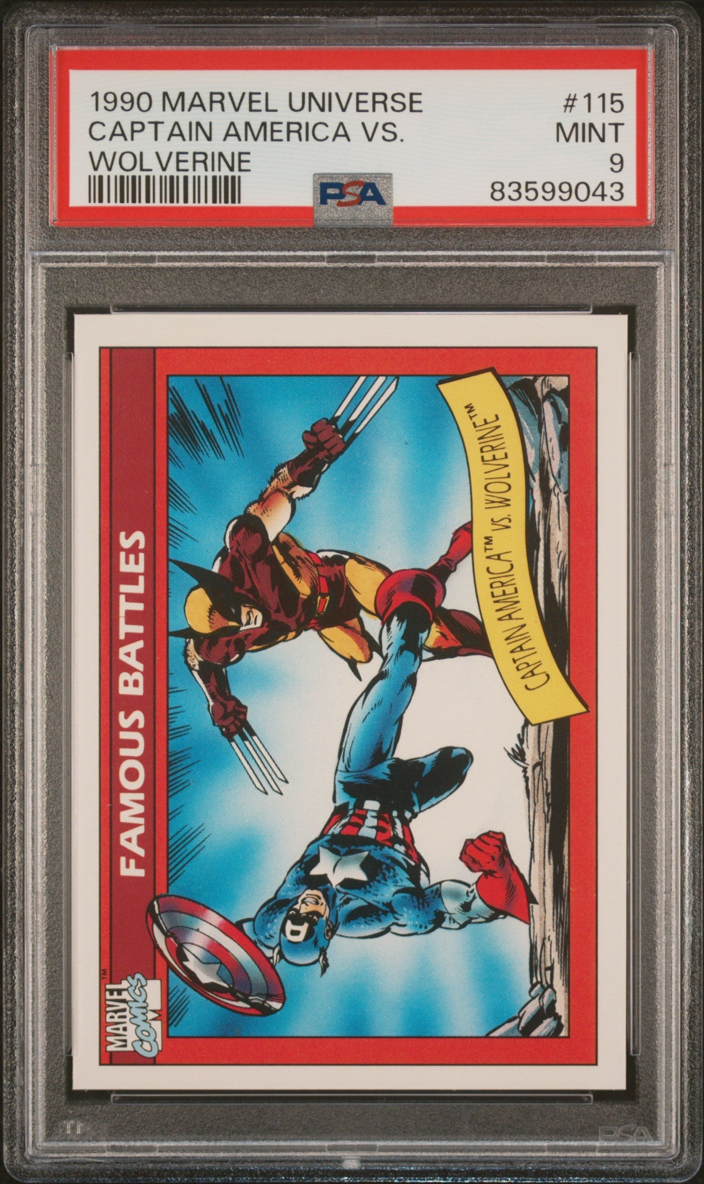 1990 MARVEL UNIVERSE CAPTAIN AMERICA VS. WOLVERINE #115 - PSA 9