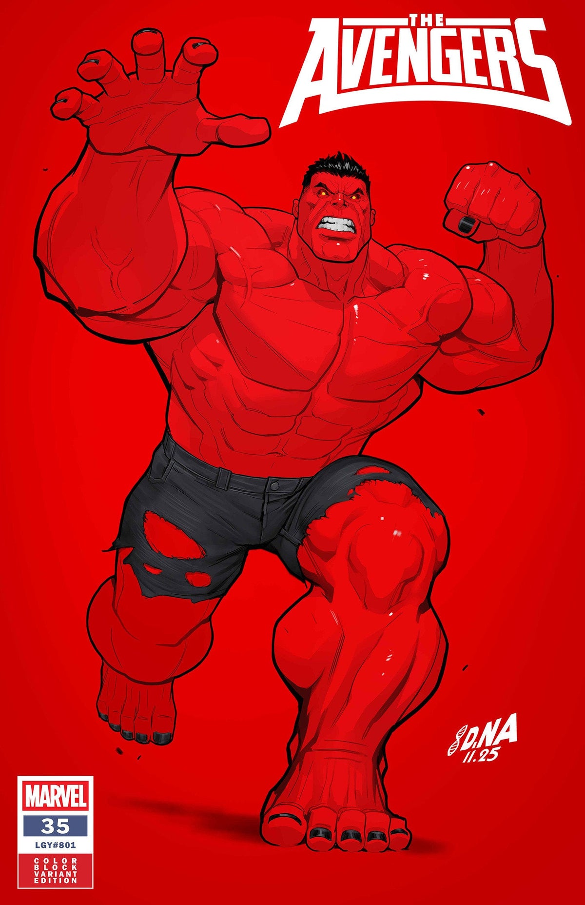 Avengers #35 David Nakayama Variant roja de bloques de color