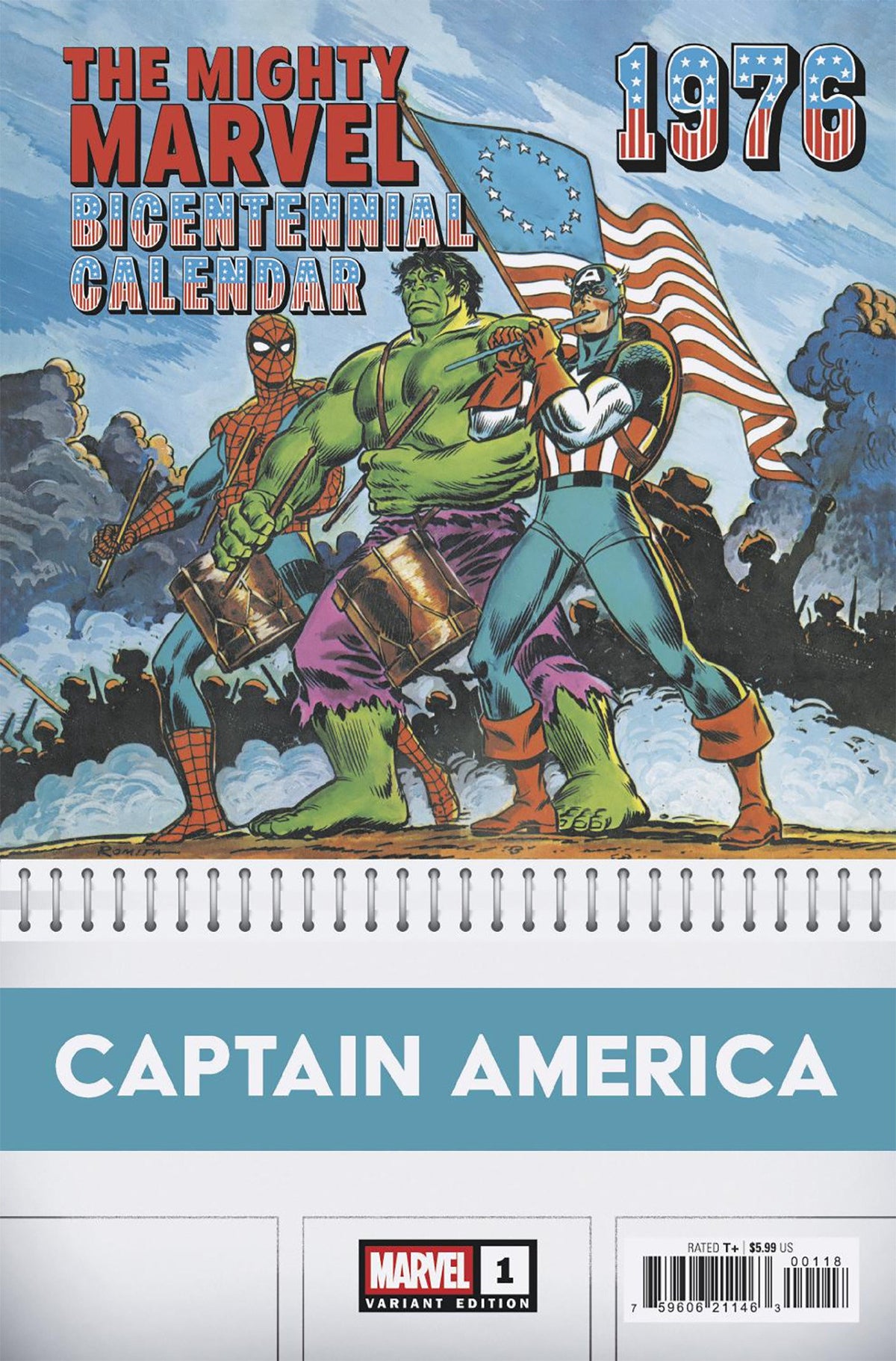 Capitán América #1 John Romita Sr. Calendario Bicentenario Variante de Joya Oculta