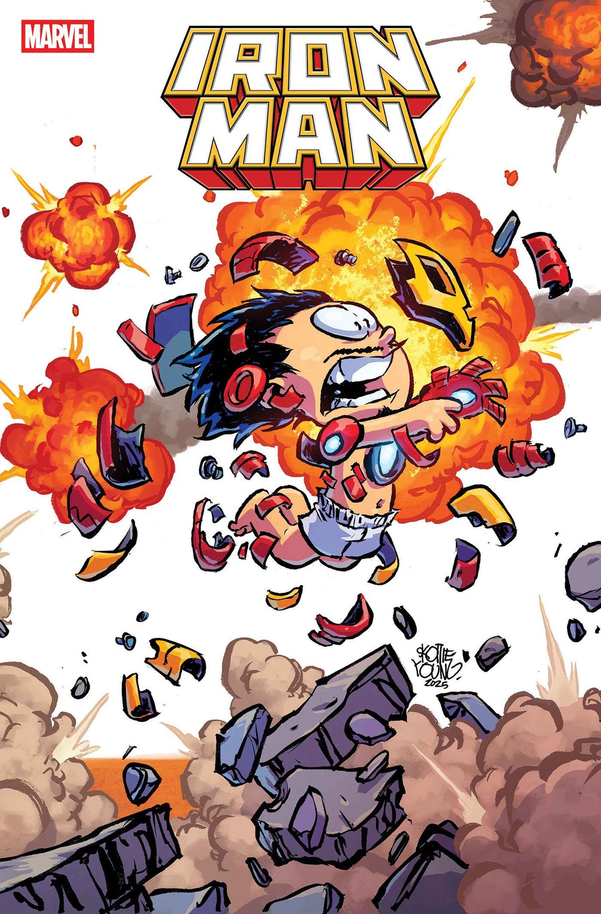 Iron Man #4 Portada Variante Conectada de 4 Partes de Skottie Young