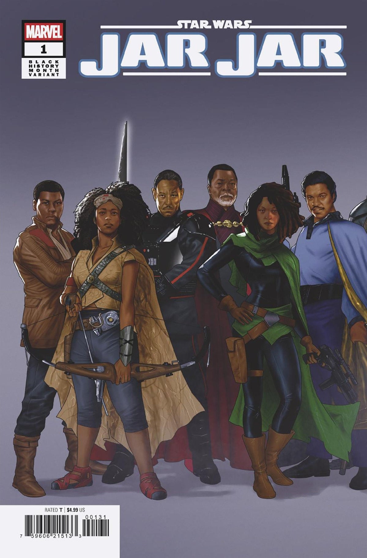 Star Wars: Jar Jar #1 Variante conector de 2 partes para el Mes de la Historia Negra por Taurin Clarke