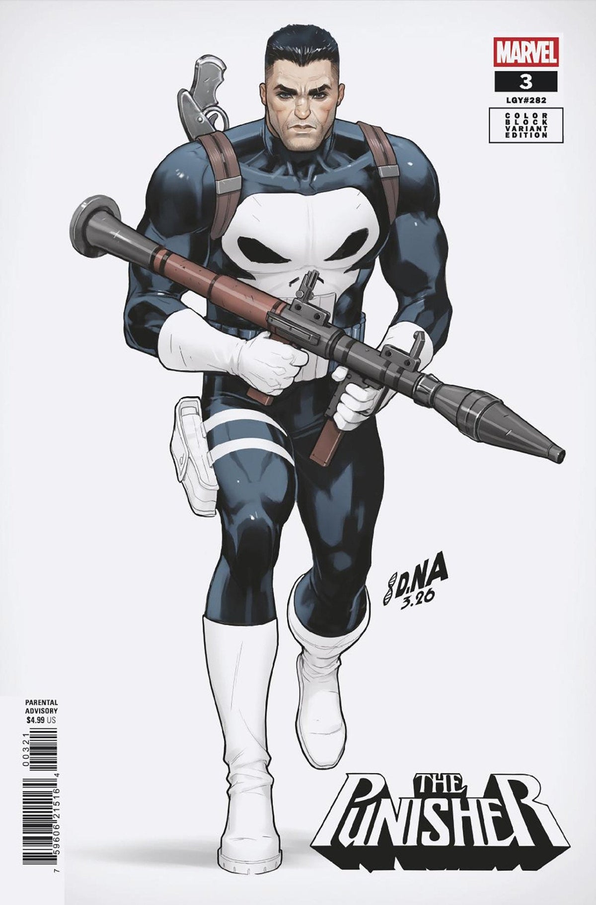 Punisher #3 David Nakayama Variante Blanca de Bloque de Color