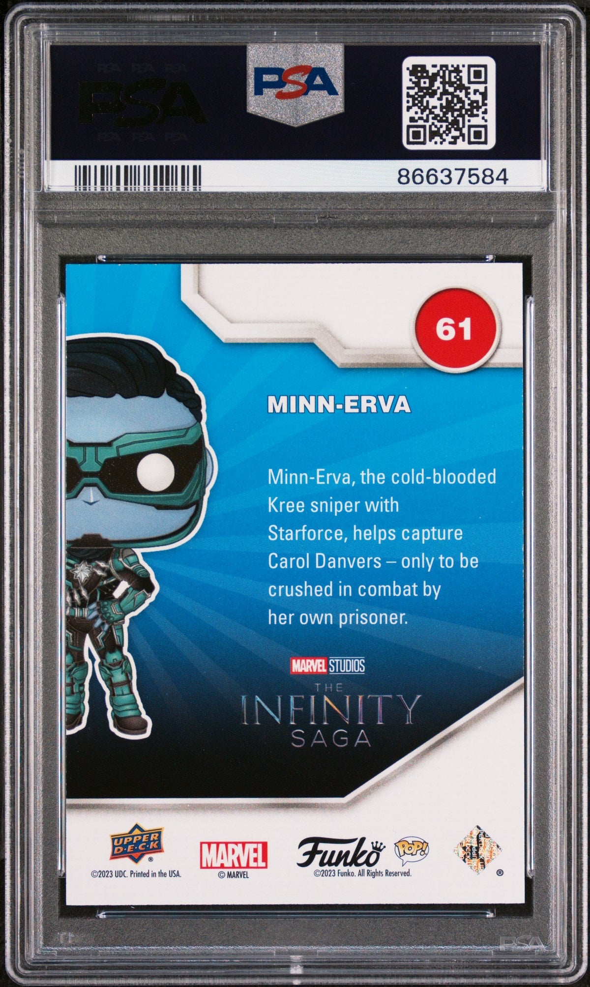 2023 UPPER DECK FUNKO POP MARVEL  MINNERVA PATINA #61  PSA 10