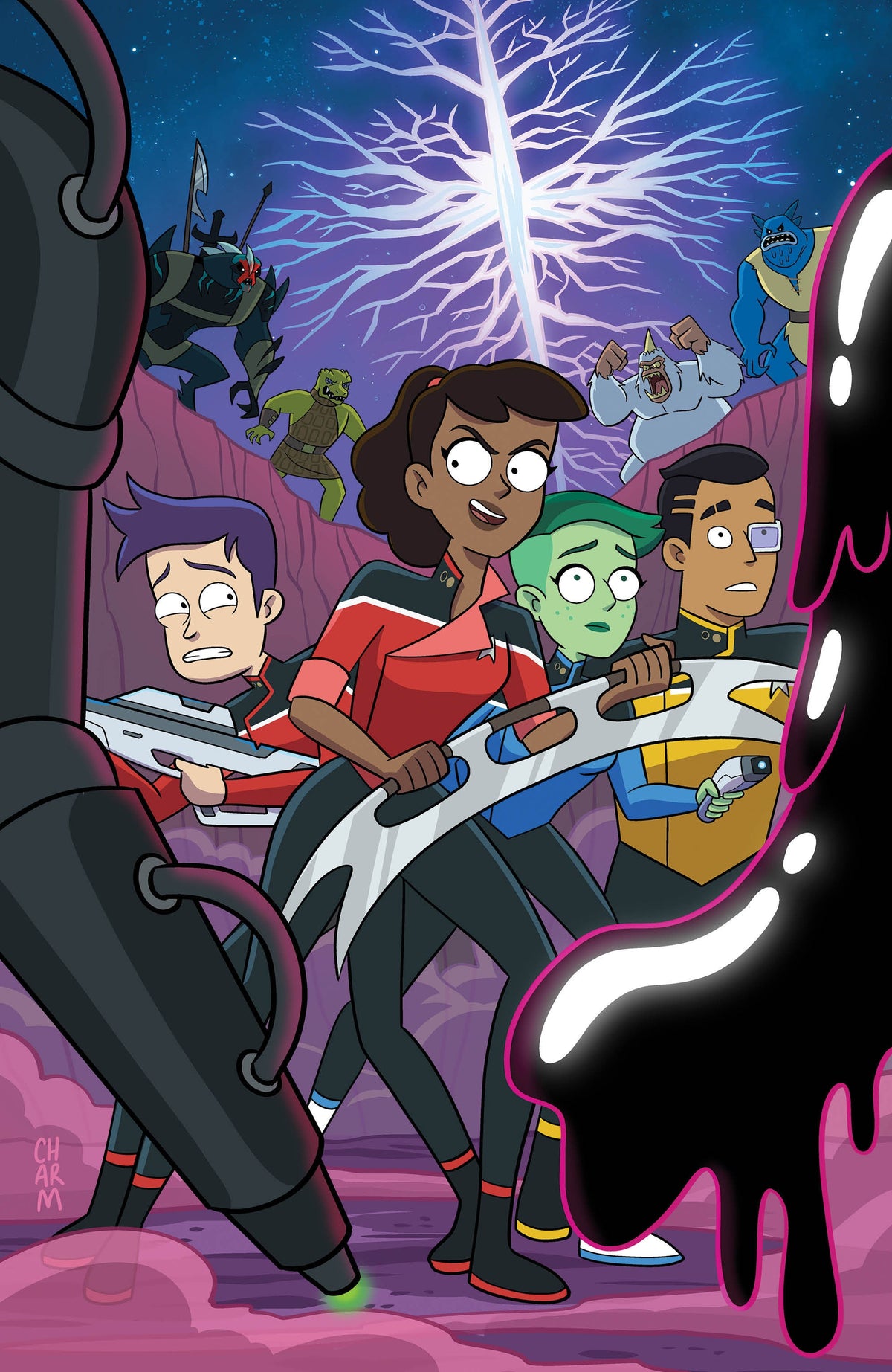 Star Trek: Lower Decks #1: Variante Clásicos IDW B Foil (Arte Completo Charm)