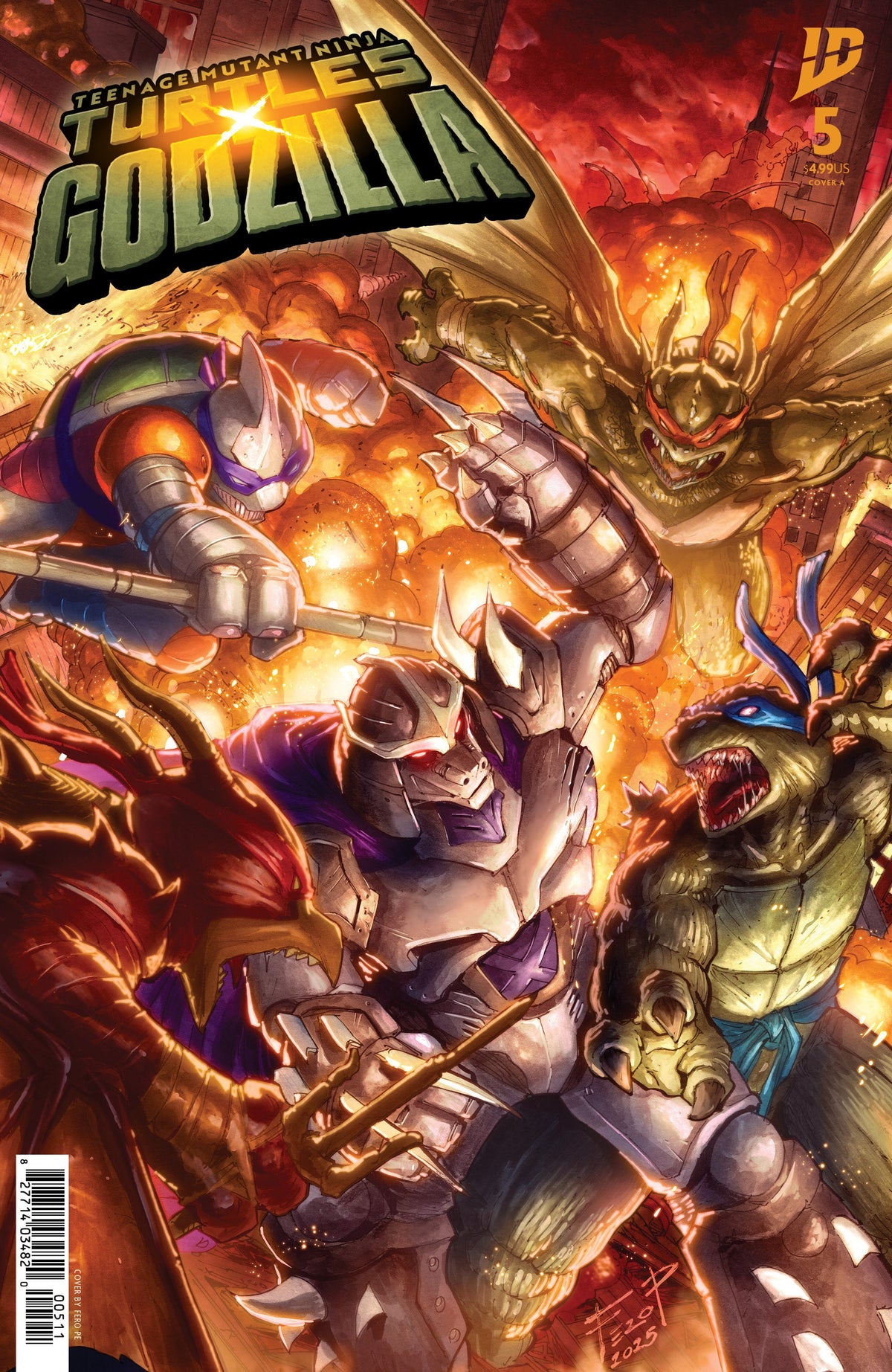 Teenage Mutant Ninja Turtles X Godzilla #5 Portada A (Pe)