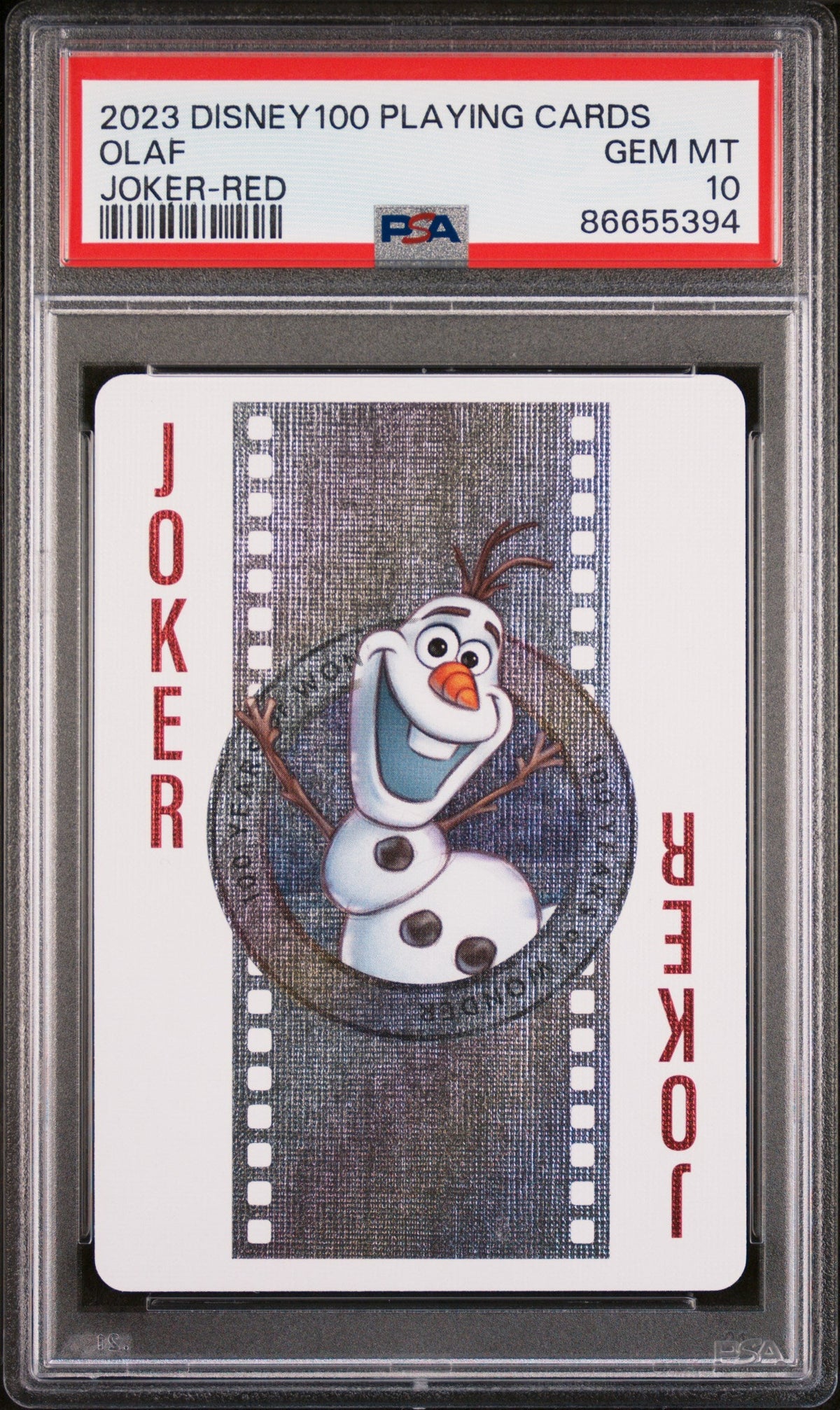 2023 DISNEY 100 PLAYING CARDS OLAF JOKER RED PSA 10