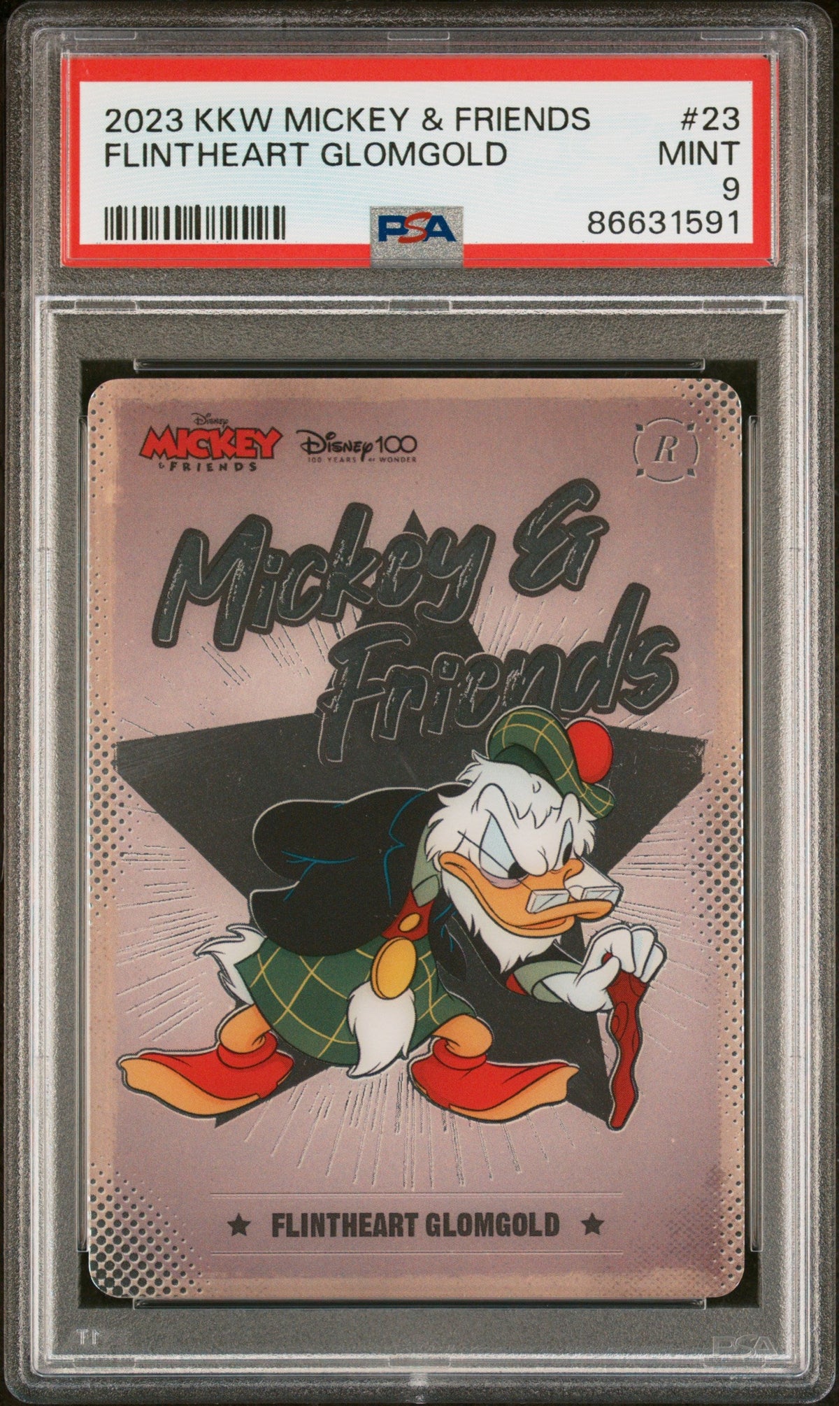 2023 KAKAWOW HOTBOX MICKEY &amp; FRIENDS CHEERFUL TIMES FLINTHEART GLOMGOLD 23 PSA 9