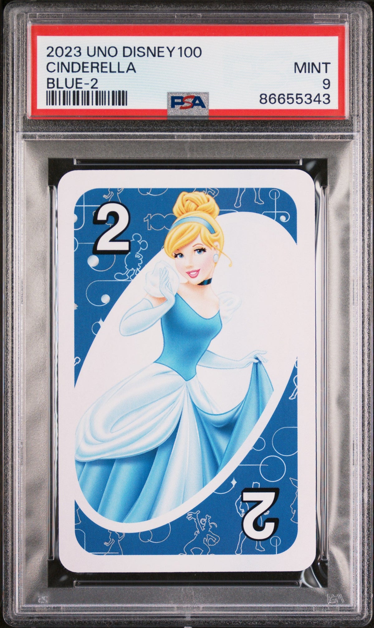 2023 UNO DISNEY 100 CINDERELLA BLUE 2 PSA 9