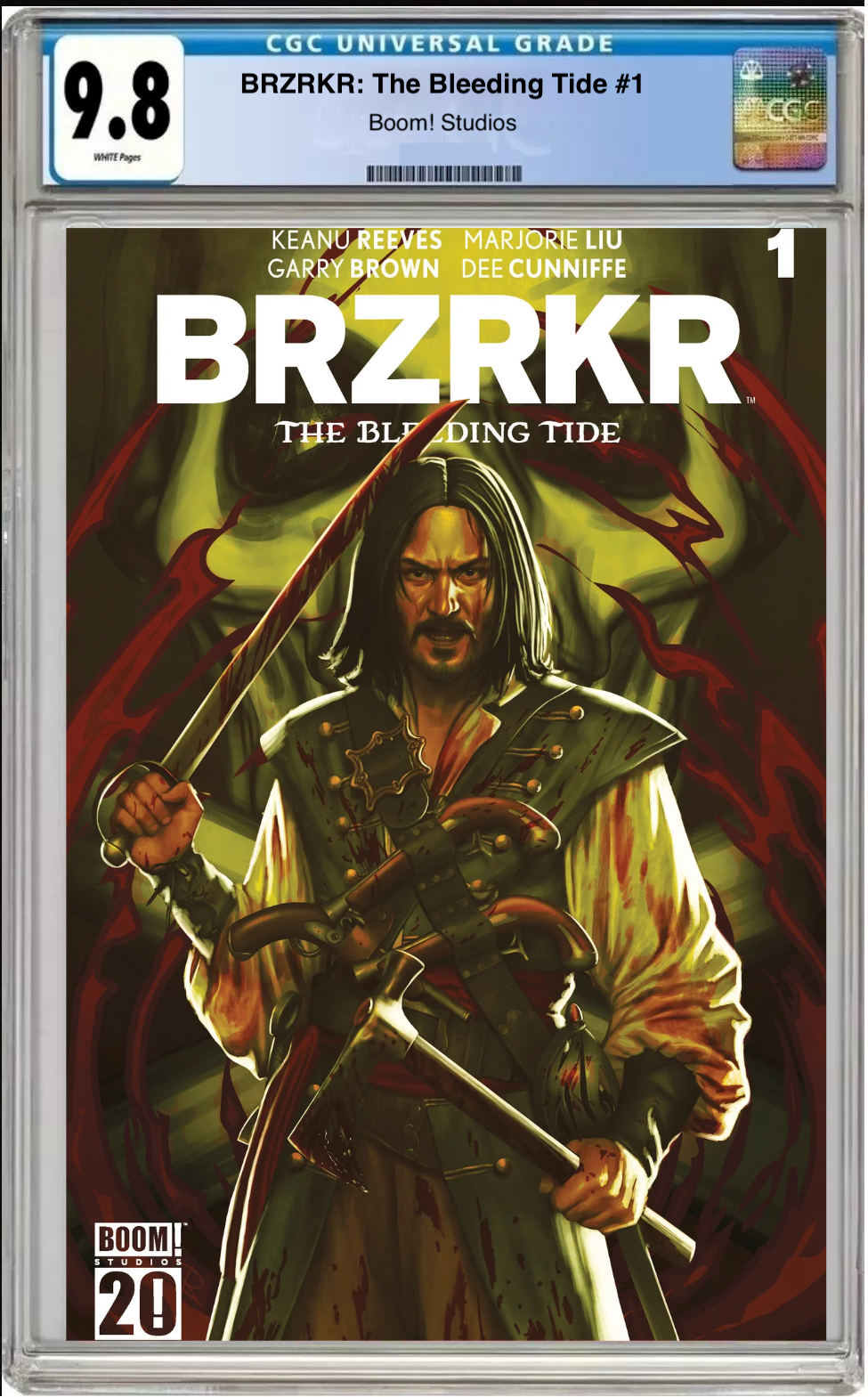 Comic book cover of BRZRKR: The Bleeding Tide #1 Cover E Foil with CGC grading label.