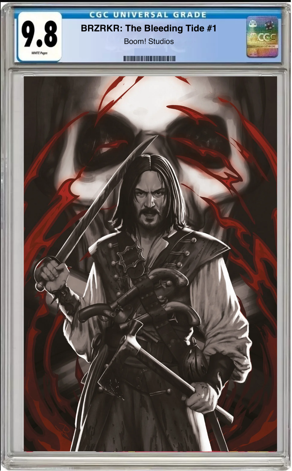 Comic book cover of BRZRKR: The Bleeding Tide #1 Cover F 1:10 Variant with CGC grading label.