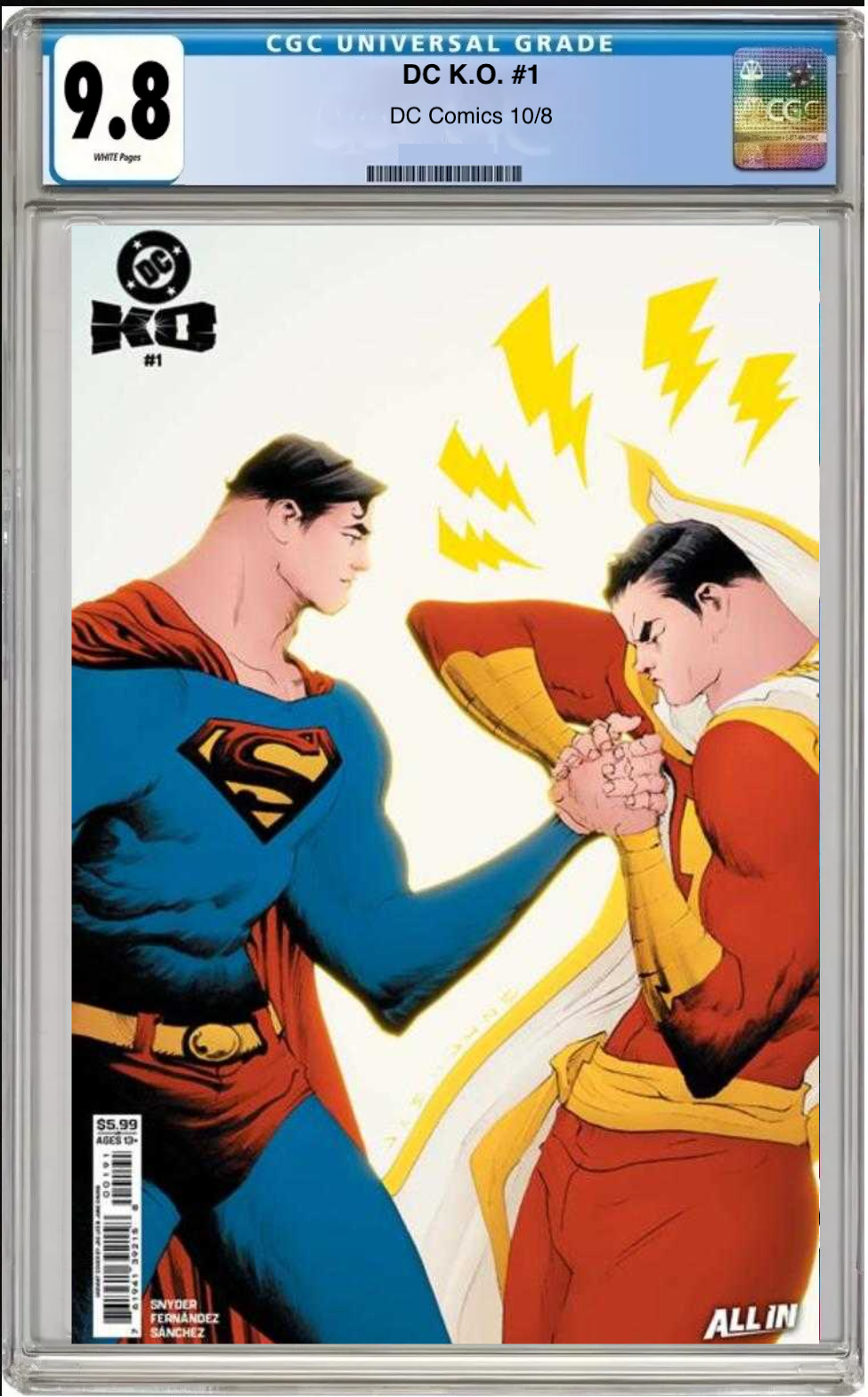 Comic book cover of DC K.O. #1 Jae Lee Cover with CGC grading label.