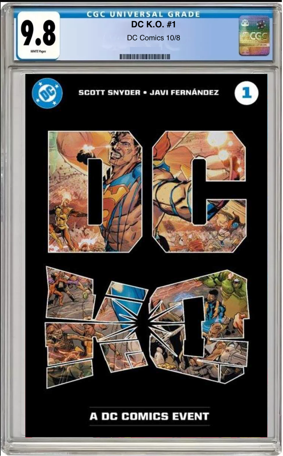 Comic book cover of DC K.O. #1 Main Cover with CGC grading label.