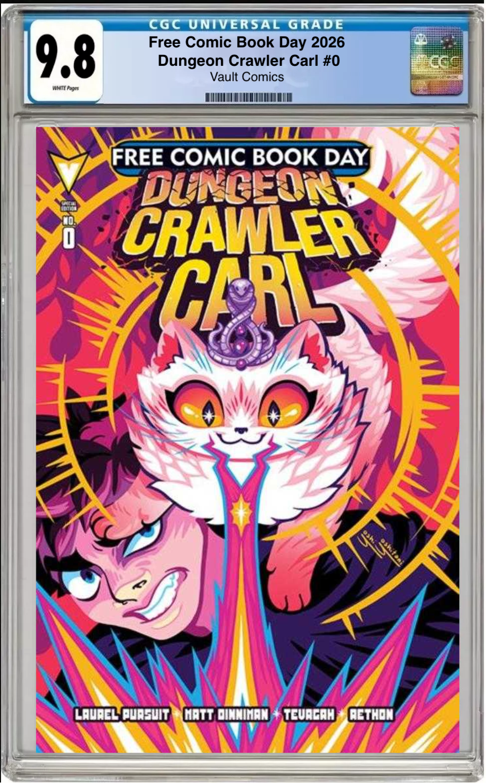 Comic book cover of FCBD Dungeon Crawler Carl #0 FCBD Edition with CGC 9.8 grading label.