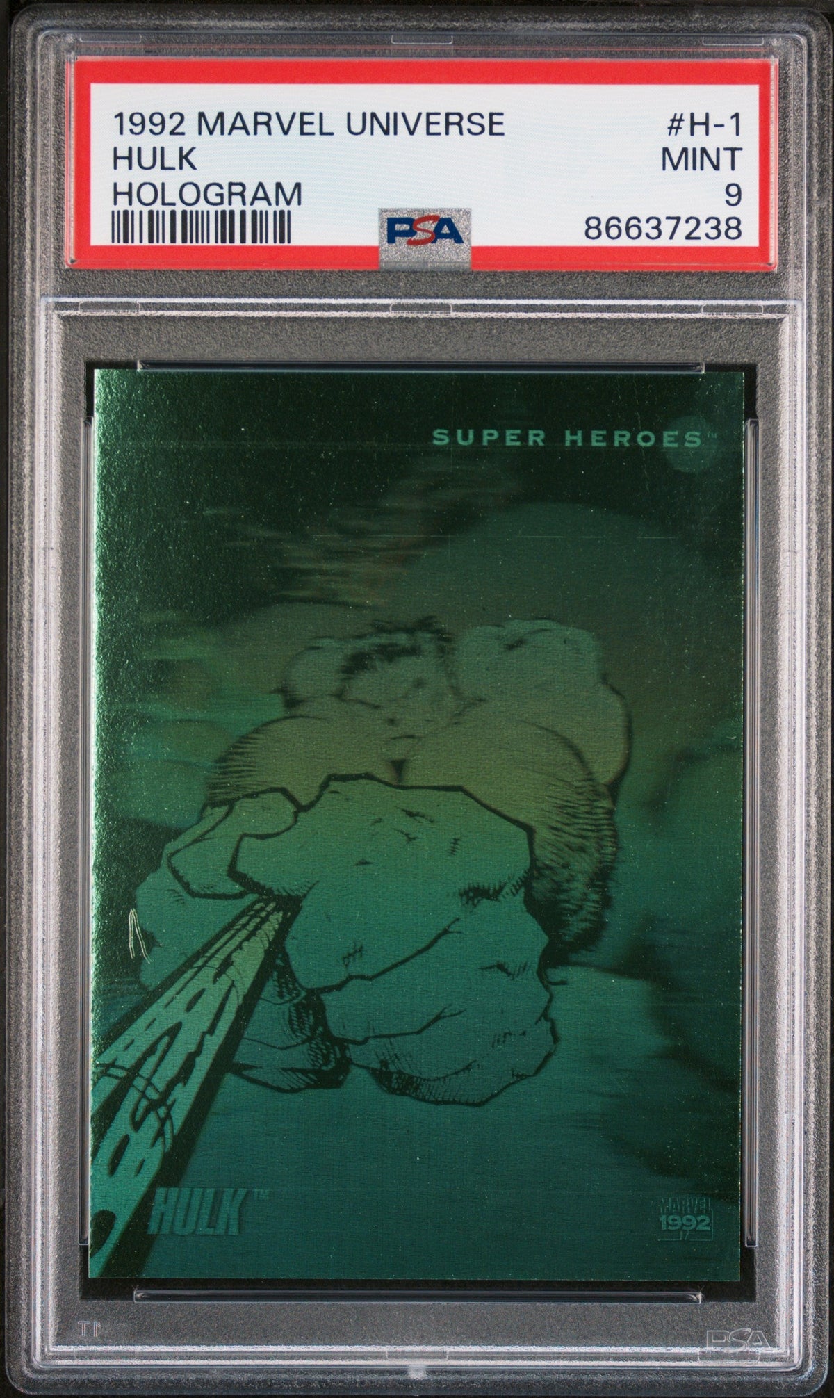 1992 MARVEL UNIVERSE HOLOGRAM HULK HOLOGRAM #H-1 - PSA 9