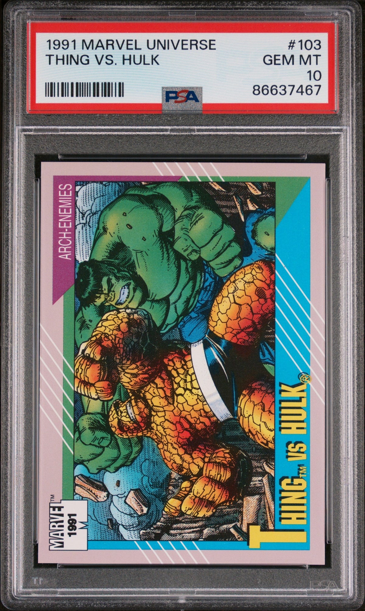 1991 MARVEL UNIVERSE THING VS. HULK  #103 - PSA 10