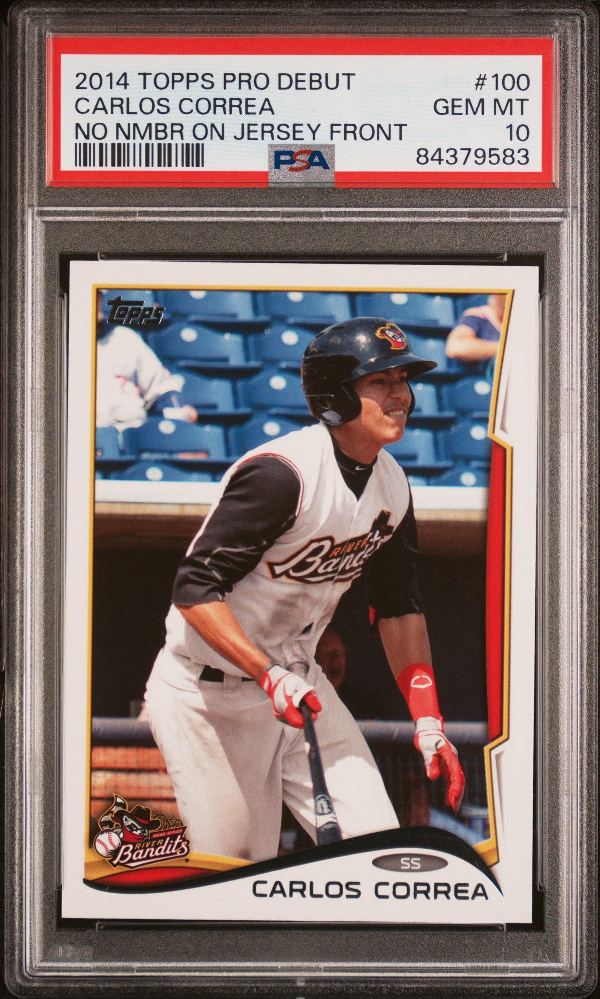 2014 TOPPS PRO DEBUT CARLOS CORREA NO NMBR ON JERSEY FRONT #100 - PSA 10 ROOKIE CARD