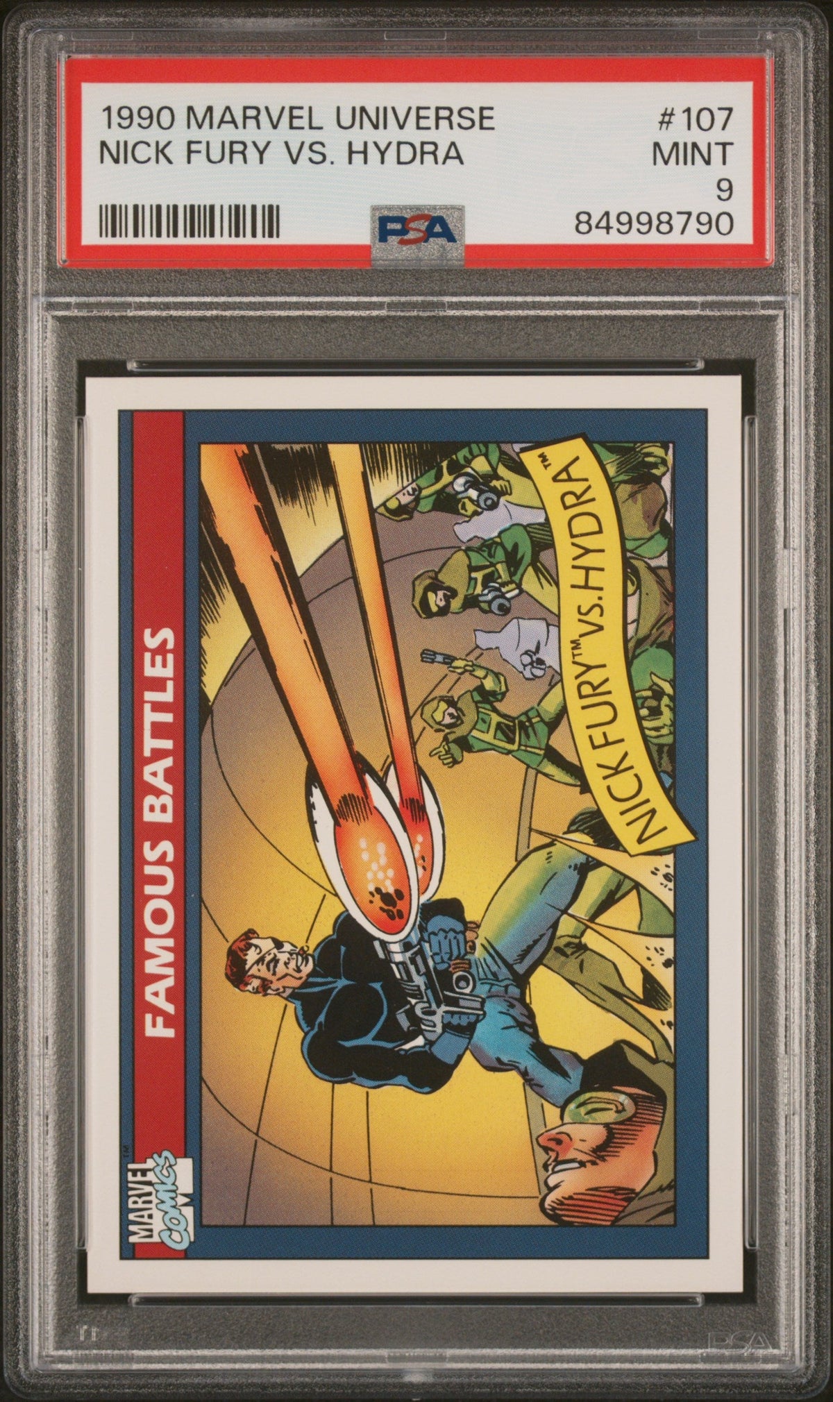 1990 MARVEL UNIVERSE NICK FURY VS. HYDRA  #107 - PSA 9