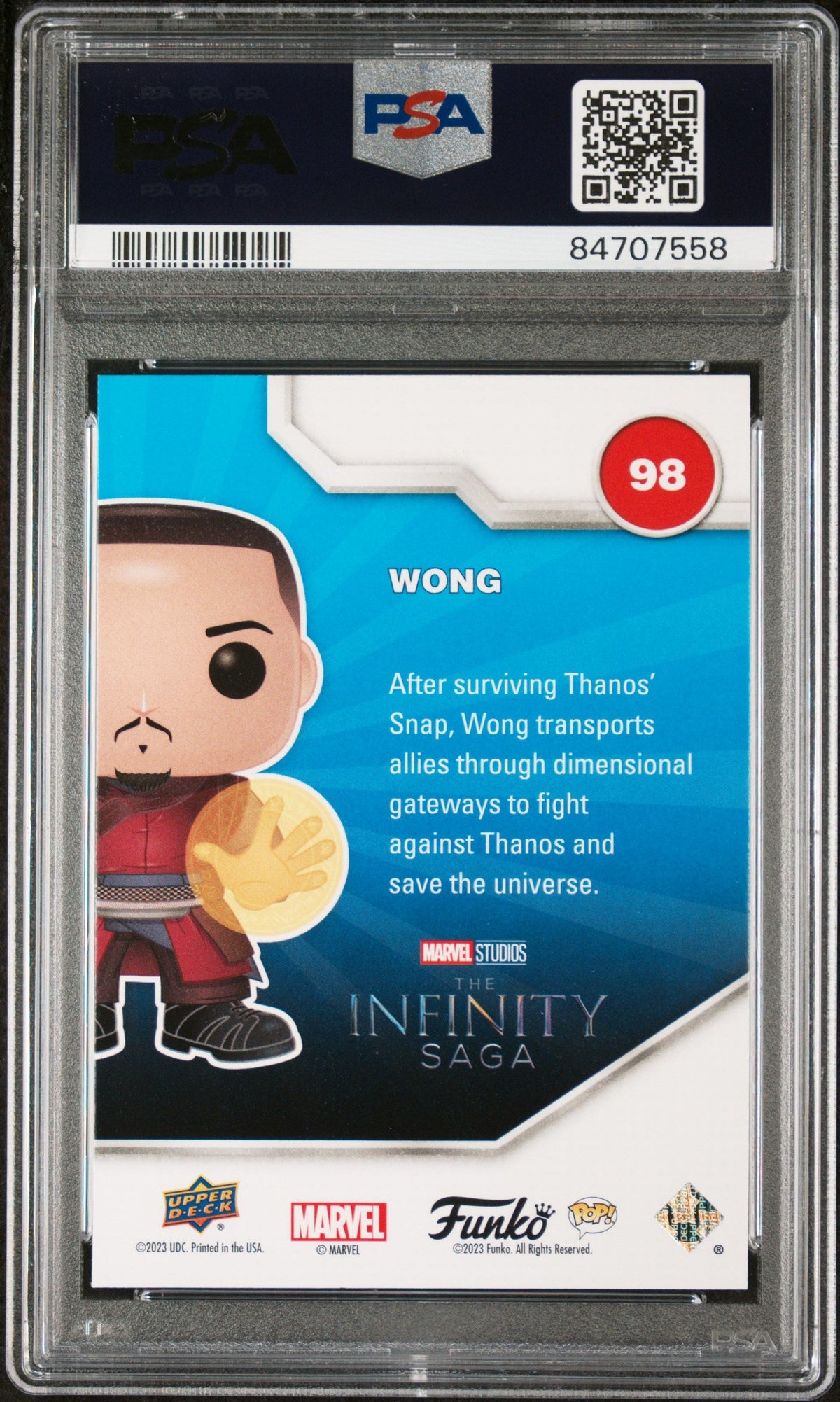 2023 UPPER DECK FUNKO POP MARVEL  WONG SPECTRUM #98  PSA 10