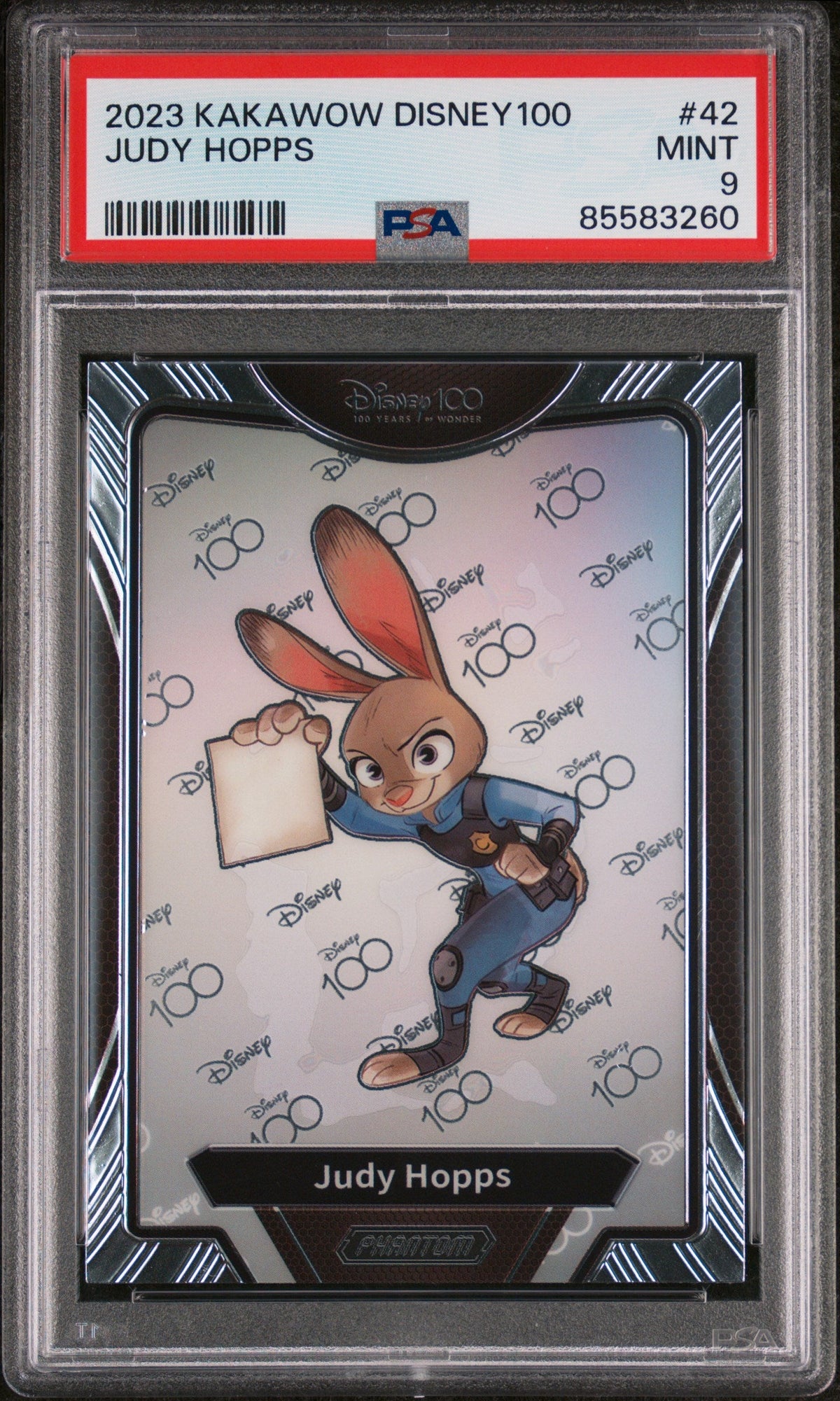 2023 KAKAWOW PHANTOM DISNEY 100 WONDROUS CHARACTER JUDY HOPPS 42 PSA 9