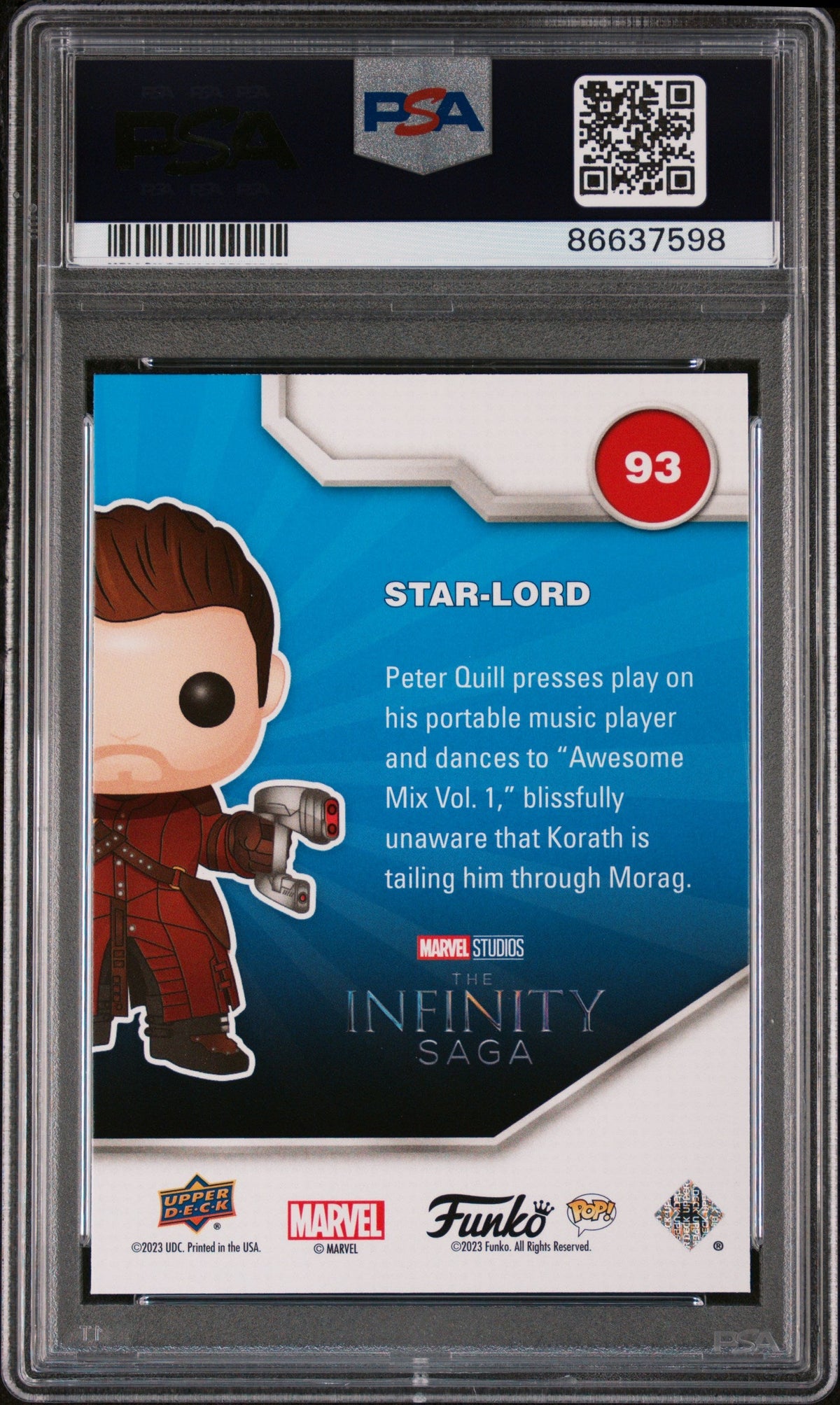 2023 UPPER DECK FUNKO POP MARVEL  STARLORD  #93  PSA 10