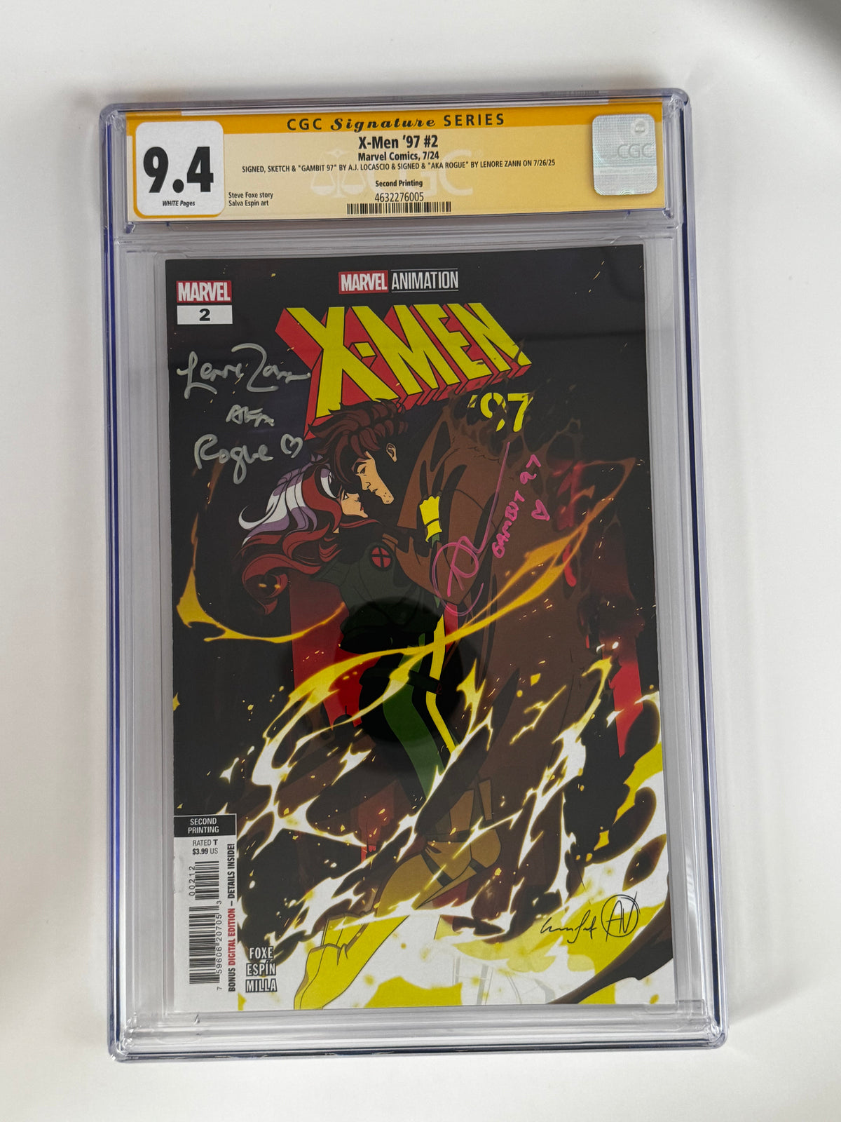 [DOUBLE SIGNED LENORE ZANN | AJ LOCASCIO] X-MEN '97 #2 CGC 9.4 Yellow Label 2nd PTG Steve Espin Var
