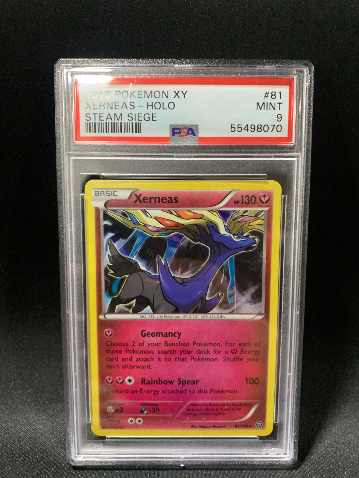 2016 POKEMON XY STEAM SIEGE XERNEAS-HOLO #81 - PSA MINT 9