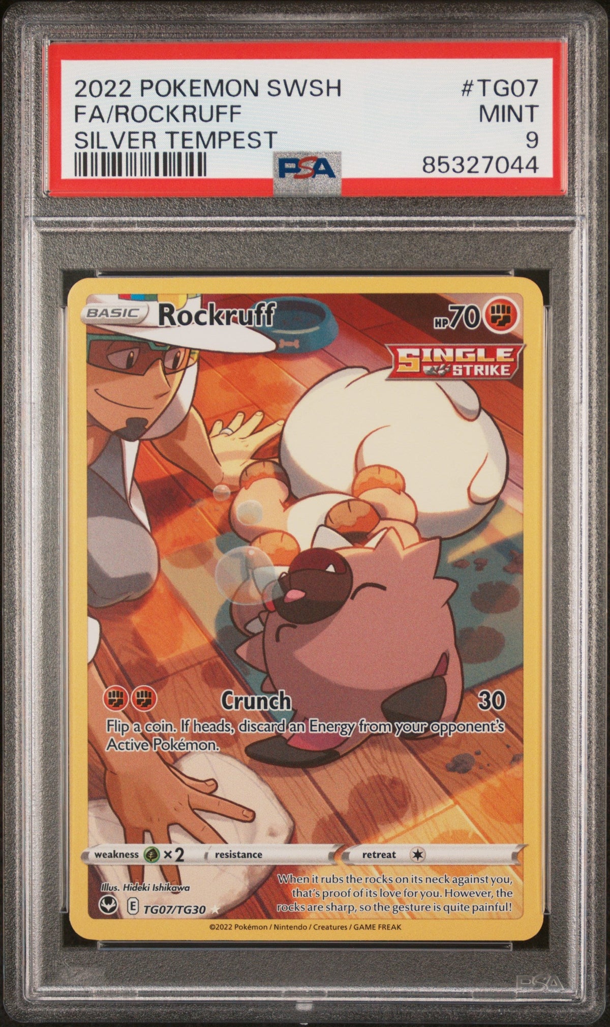 2022 POKEMON SWORD &amp; SHIELD SILVER TEMPEST Full Art ROCKRUFF #TG07 PSA 9