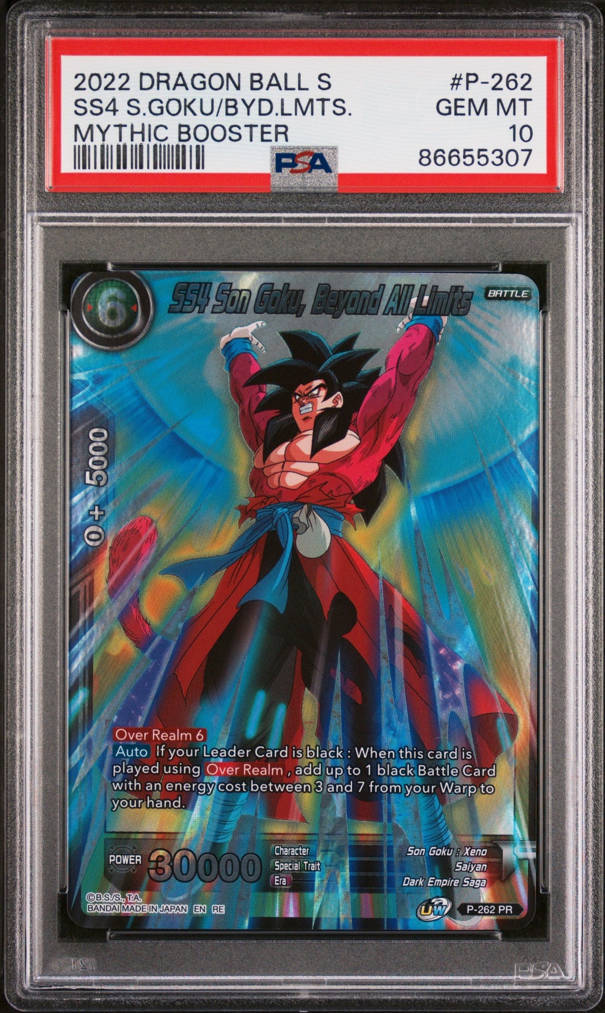 2022 DRAGON BALL SUPER MYTHIC BOOSTER SS4 S.GOKU/BYD.LMTS. #P-262 - PSA 10