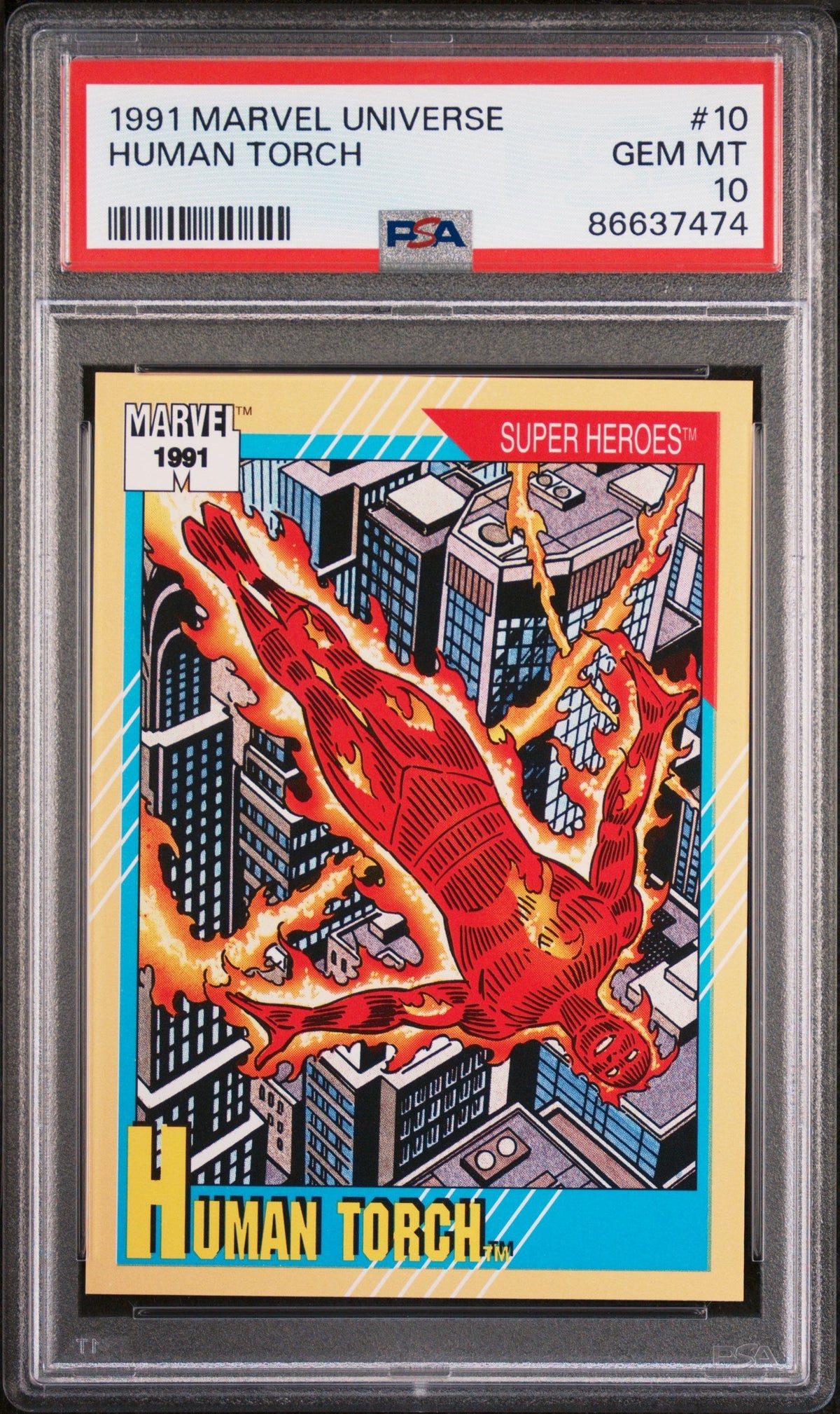 1991 MARVEL UNIVERSE HUMAN TORCH  #10 - PSA 10