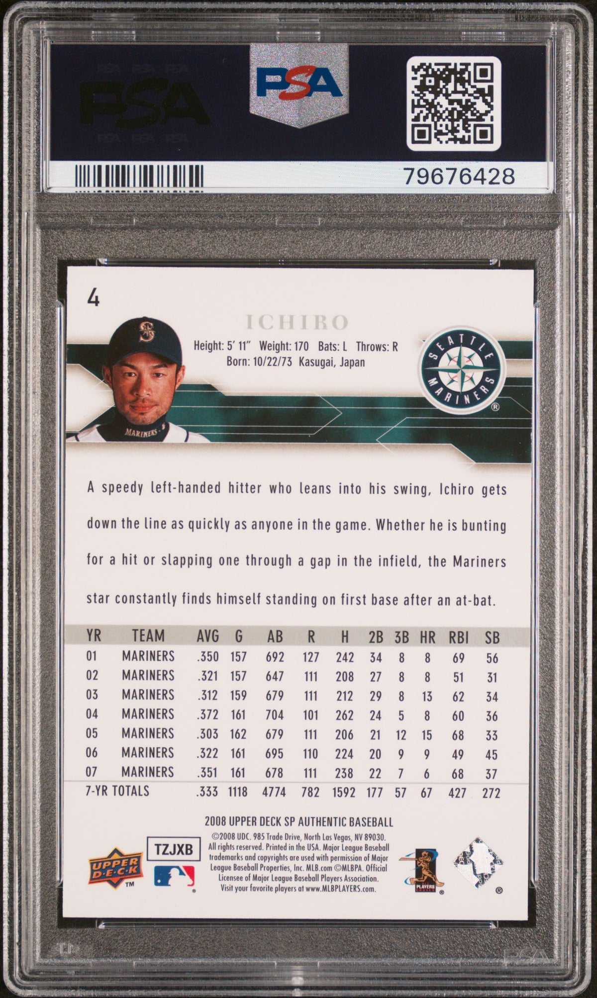 2008 SP AUTHENTIC ICHIRO  #4 - PSA 10