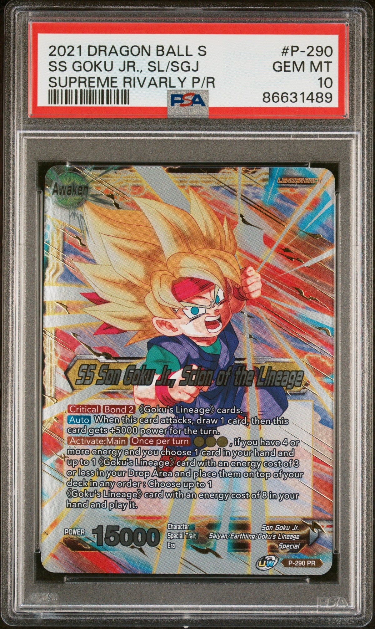 2021 DRAGON BALL SUPER SS GOKU JR., SL/SGJ #P-290 - PSA 10