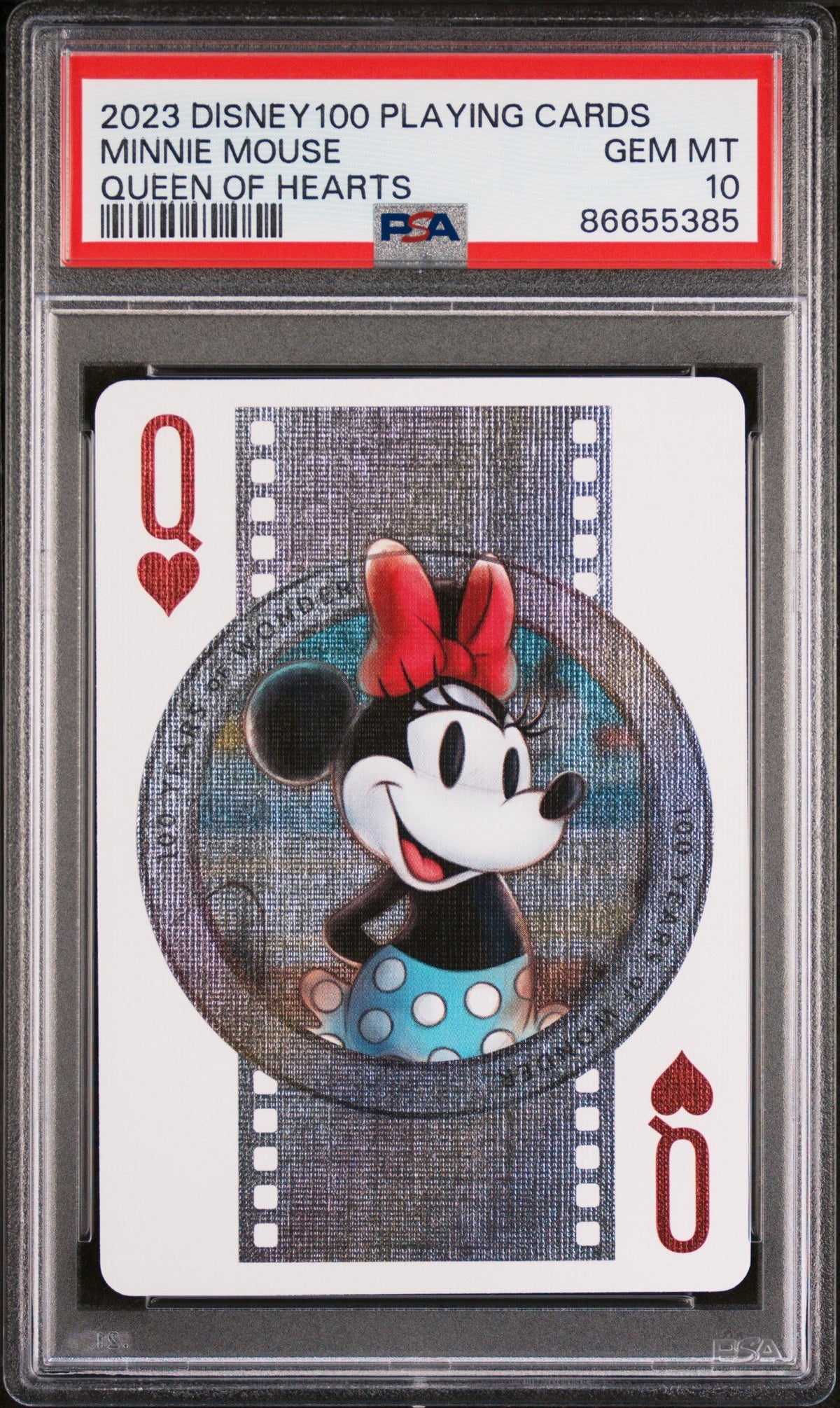 2023 DISNEY 100 PLAYING CARDS MINNIE MOUSE QUEEN OF HEARTS PSA 10