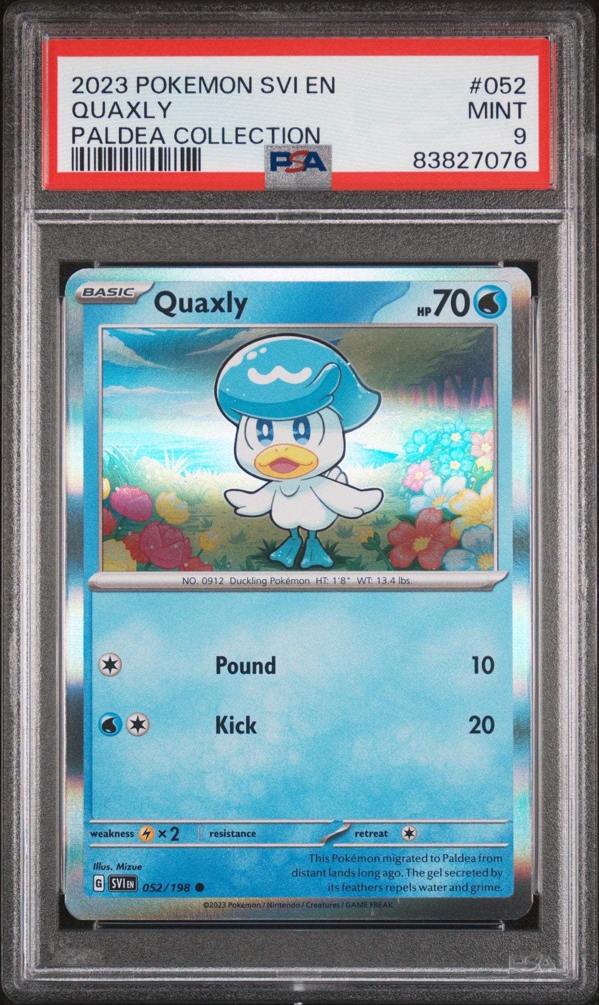 2023 POKEMON SVI EN-SCARLET &amp; VIOLET QUAXLY PALDEA COLLECTION #52 PSA 9