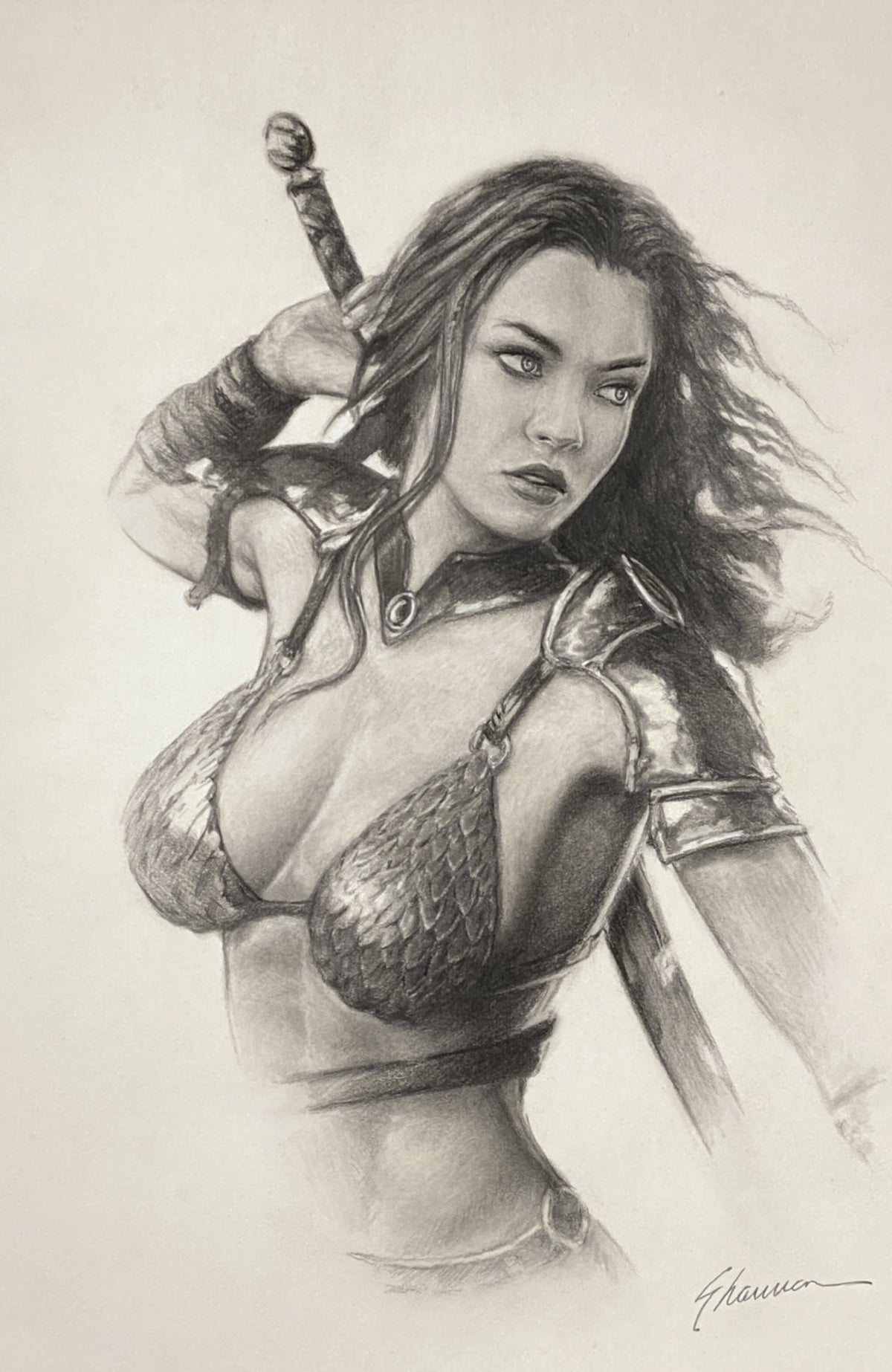 Red Sonja Age Of Chaos #4 Shannon Maer Pencil Sketch Variant GGA Pin-Up (06/17/2020) Dynamite