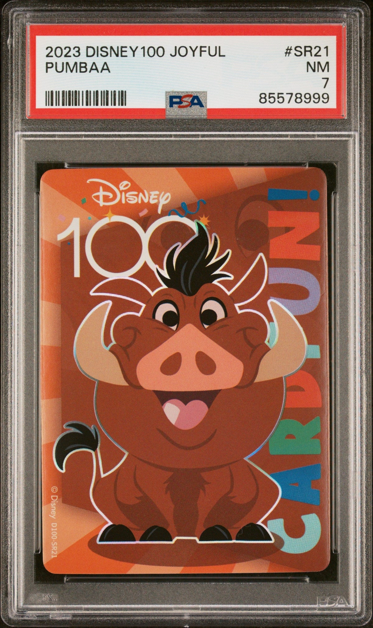 2023 CARD FUN DISNEY 100 JOYFUL PUMBAA SR21 PSA 7
